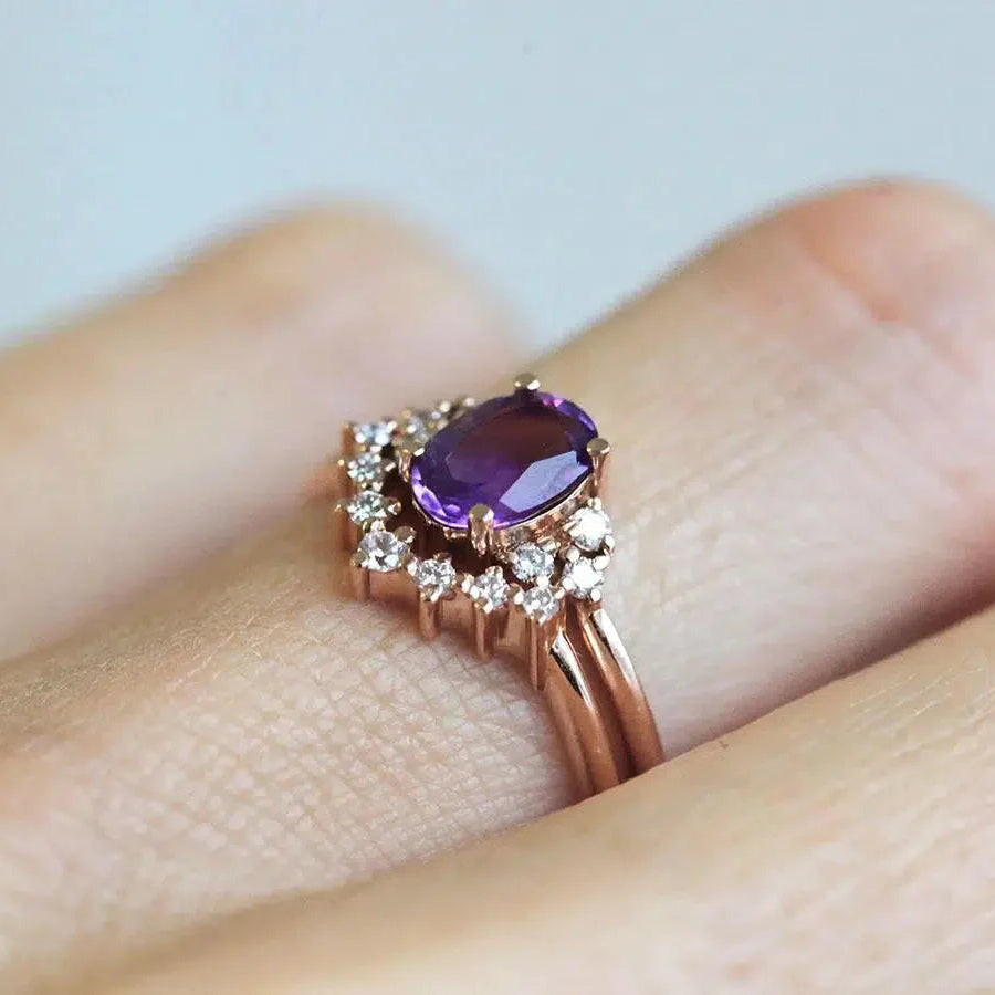 Amethyst rings set custom handmade engagement rings
