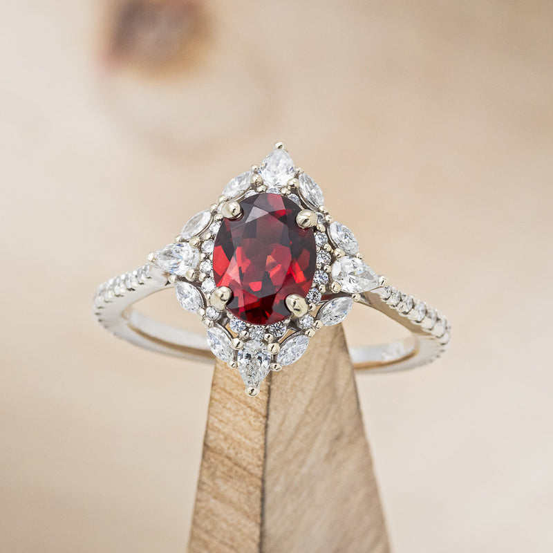marries rings Eternal Flame- OVAL GARNET ENGAGEMENT RING,anniversary rings for wife, promise rings,unique ring custom,white gold ring custom