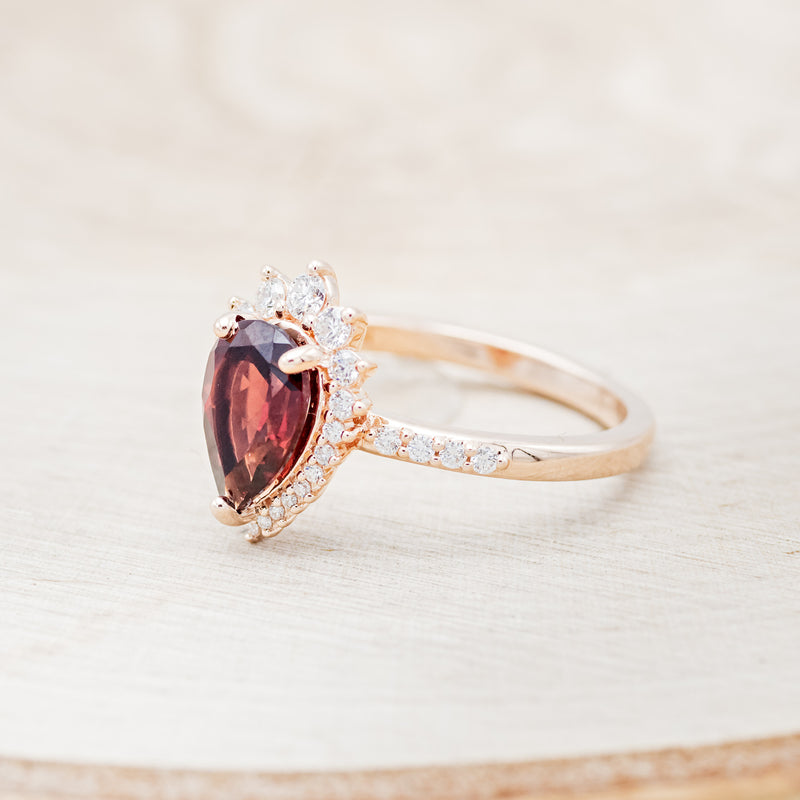 Celestial Tear - Pear Cut Garnet Engagement Rings Custom Gold Ring for women,anniversary rings ,wedding ring,promise rings