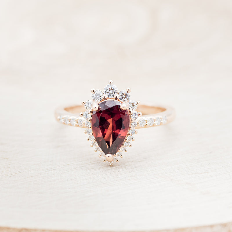 Celestial Tear - Pear Cut Garnet Engagement Rings Custom Gold Ring for women,anniversary rings ,wedding ring,promise rings