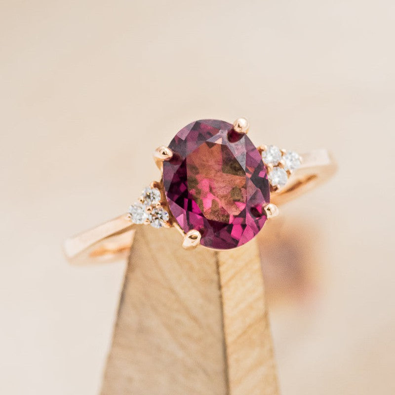 14k Gold Rhodolite Garnet Engagement Ring Set, Art Deco Pink Garnet Wedding Ring Set For Women, Pear Cut Bridal outlet Ring Set, Promise Ring Set.