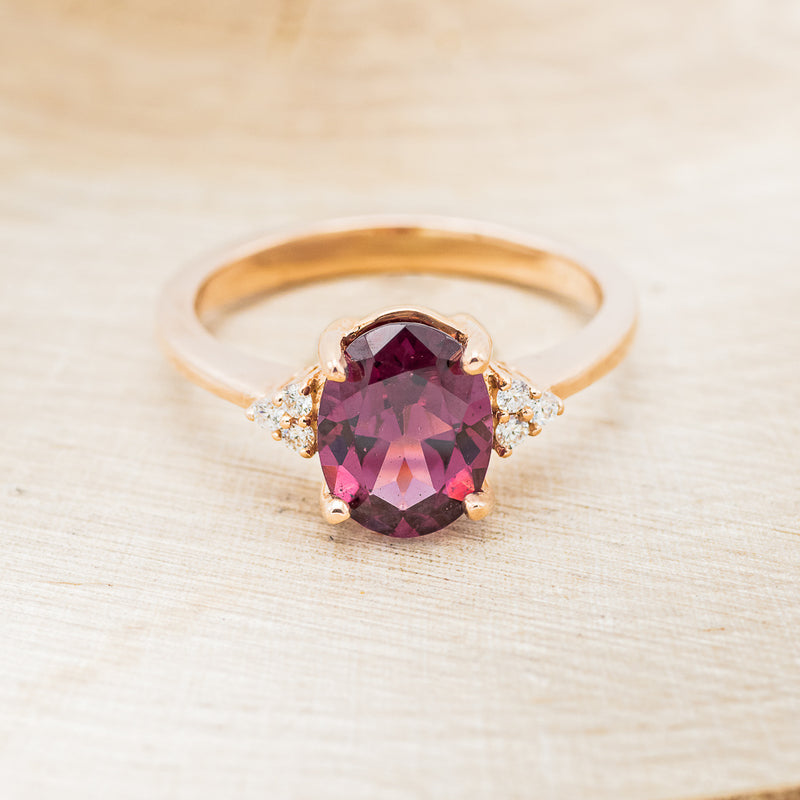 Oval Cut Garnet Wedding Rings - Radiant Ember