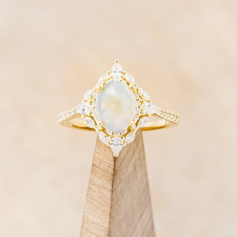 Celestial Glow - Oval Opal Cabochon Engagement Ring | AURUMLUMINOS