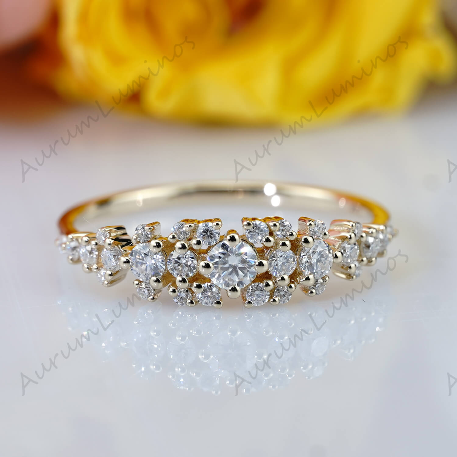 Rings with moissanite or Diamond, Handmade custom solid gold ring for women,unique art wedding band promise ring and anniversary rings with Natural diamond,High quality Diamond ring