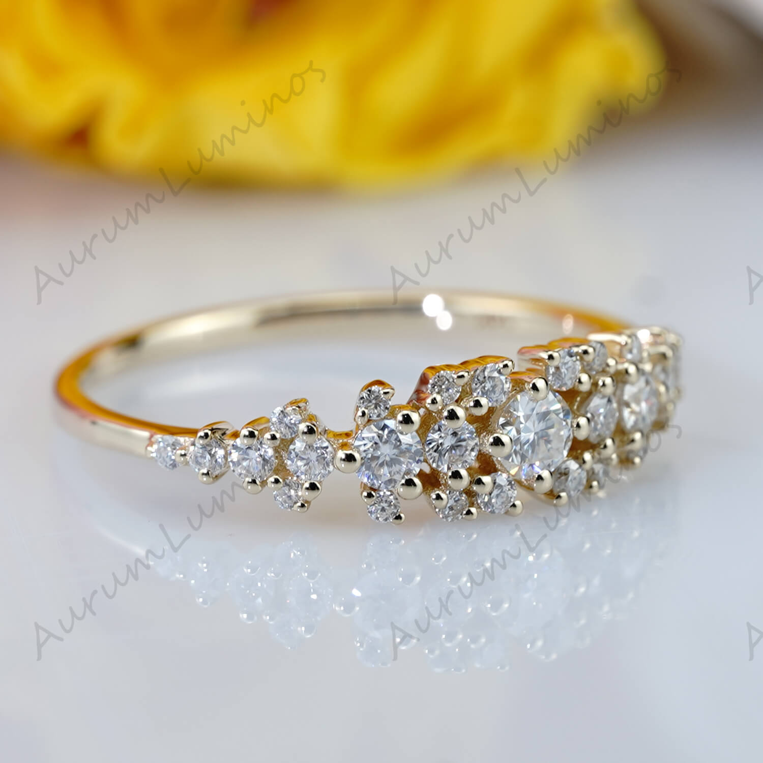 Einzigartiger Clusterring Diamant-Clusterband Stapelringe