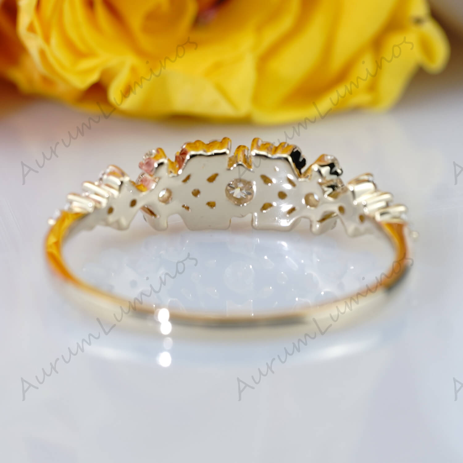 Einzigartiger Clusterring Diamant-Clusterband Stapelringe