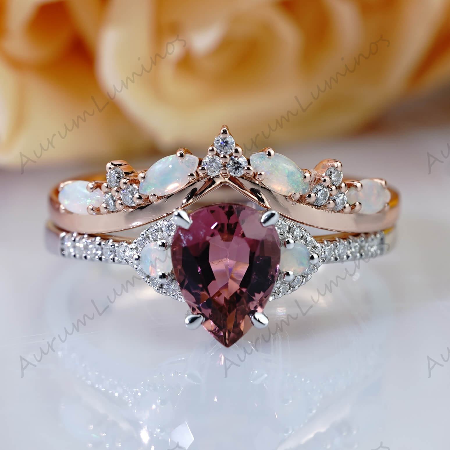 Alexandrite Engagement Ring Set Cluster Half Eternity Ring