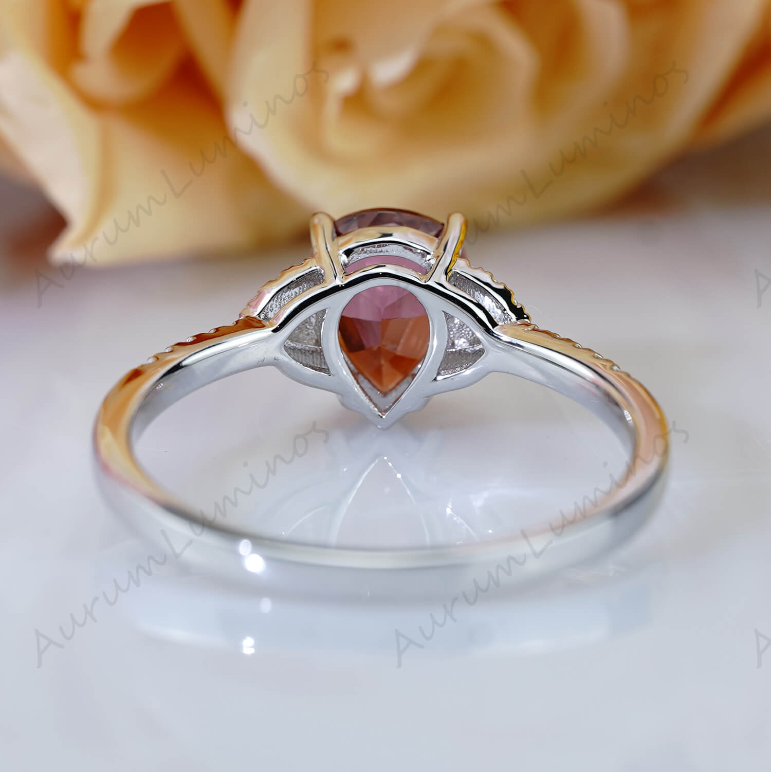 Pear Alexandrite Engagement Ring Cluster Half Eternity Ring