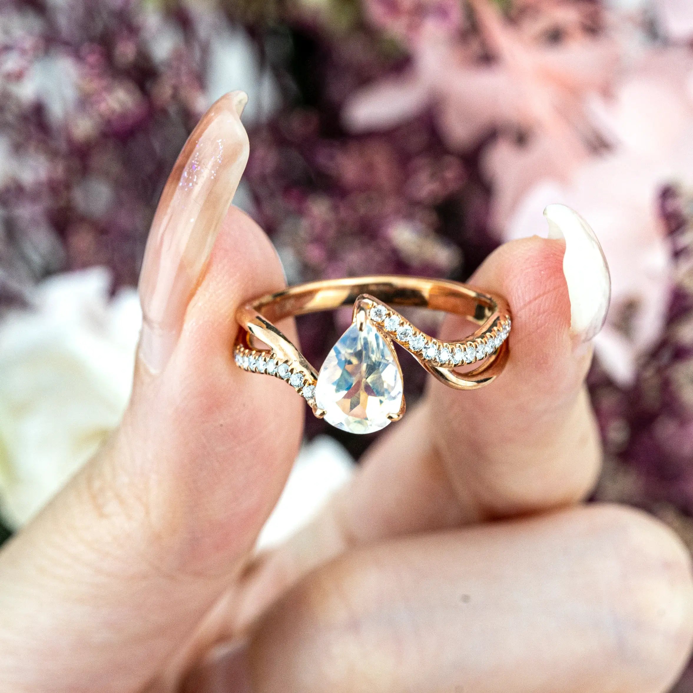 LuminaGem Ring Natural Moonstone Gold Ring Custom Promise Engagement Rings Gift For Women Anniversary Jewelry