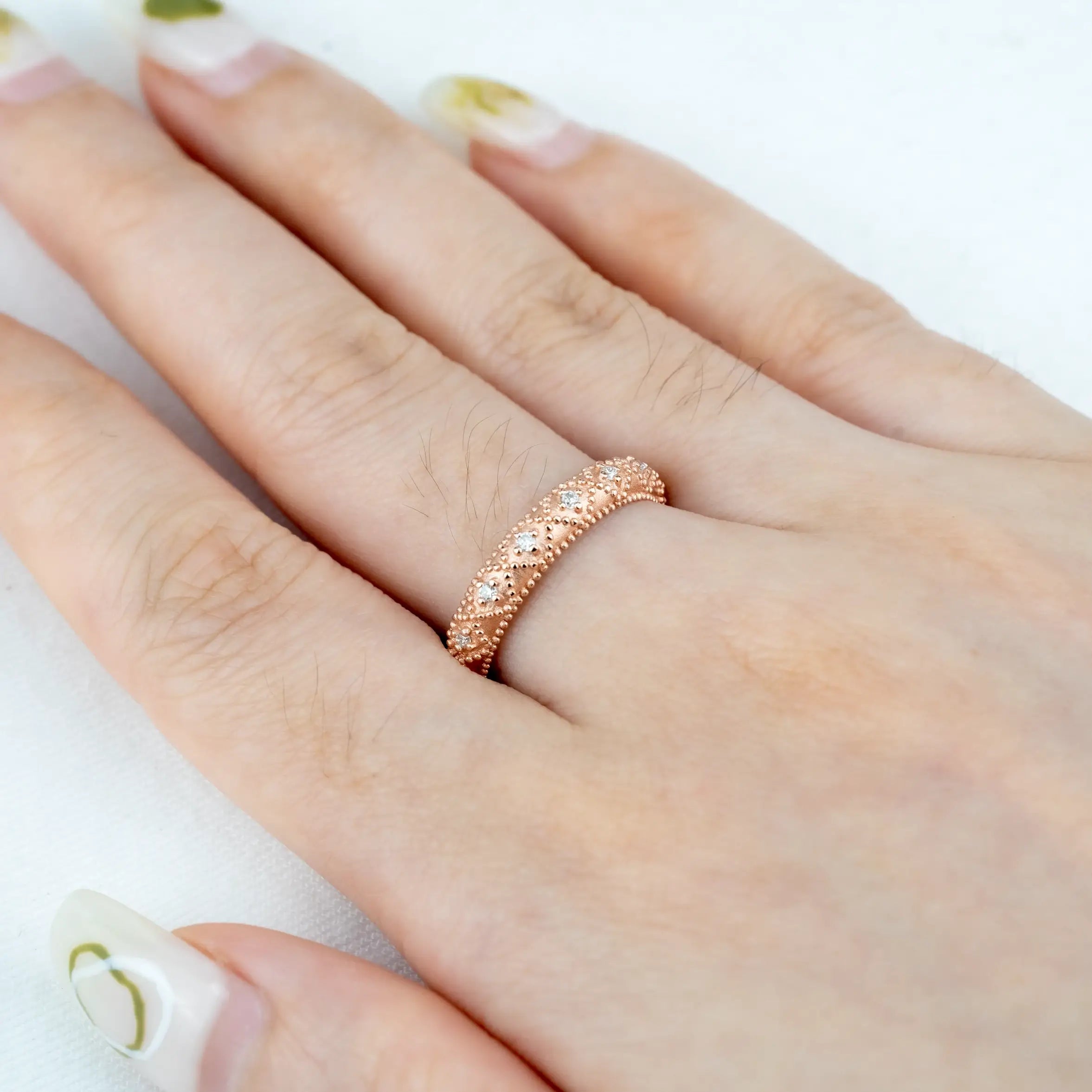 Serafina - Vintage Wedding Band Diamond Ring Anniversary Ring