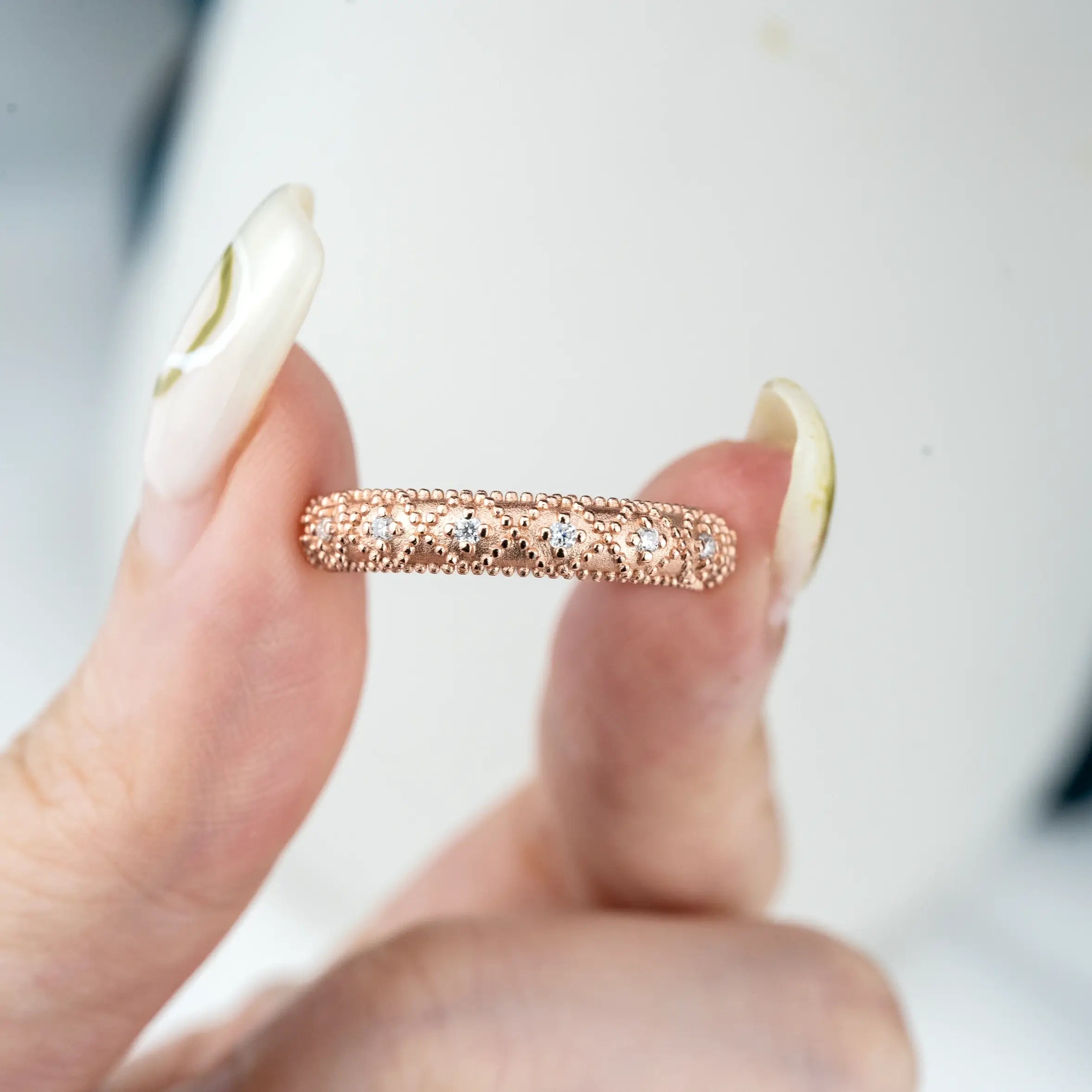 Serafina - Vintage Wedding Band Diamond Ring Anniversary Ring for women promise gift