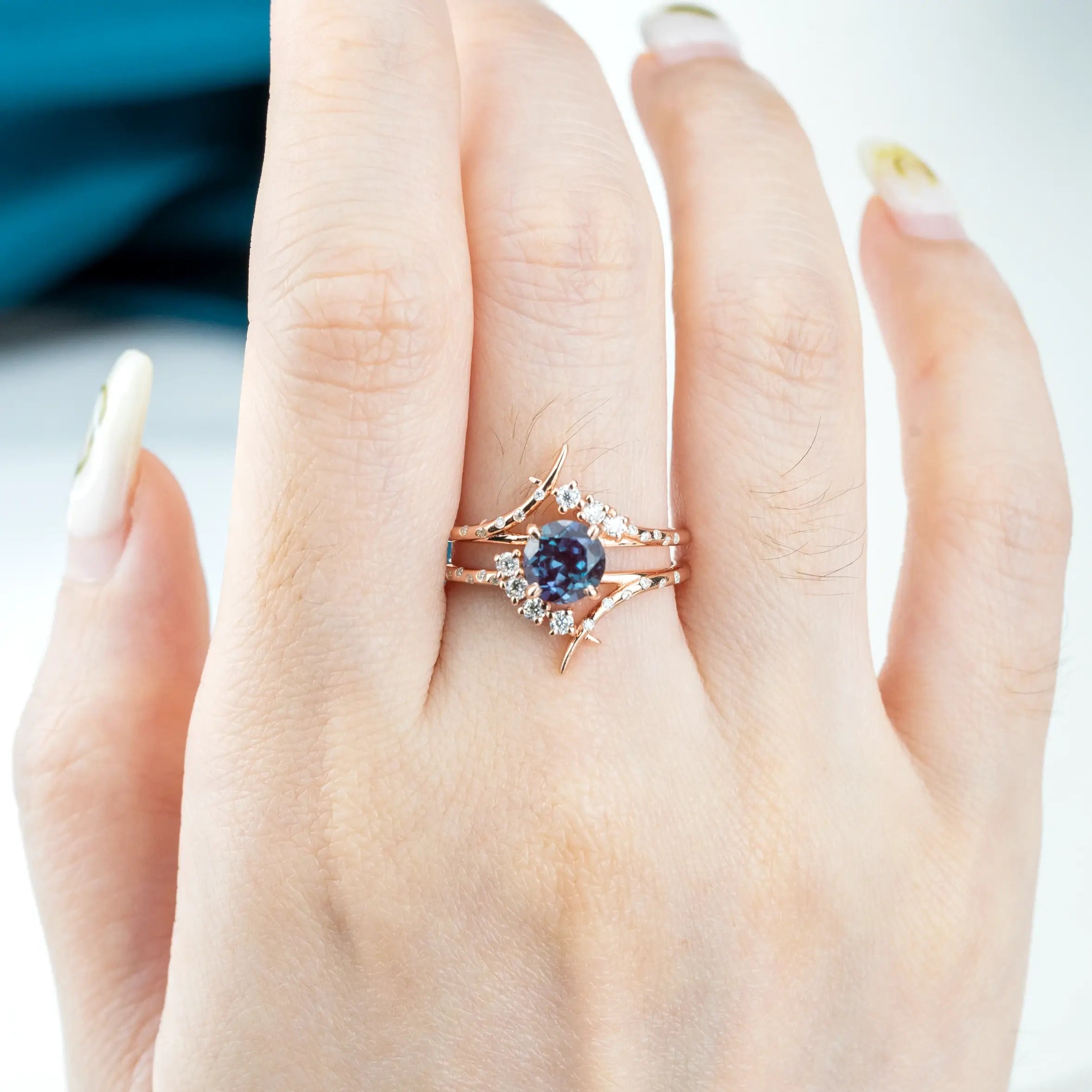 Interstellar Art Alexandrite Ring Engagement Rings custom handmade gold ring for women gift