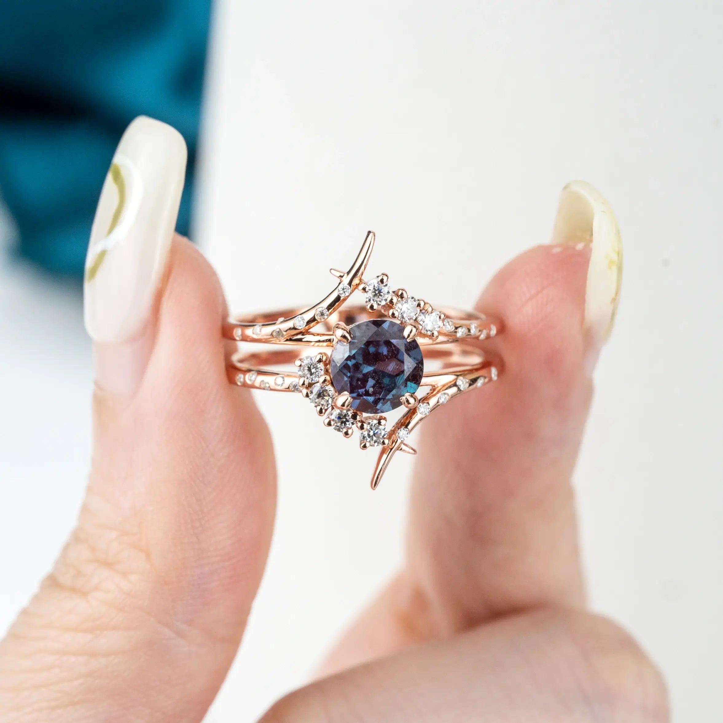 Interstellar Art Alexandrite Ring Engagement Rings custom handmade gold ring for women gift anniv rings