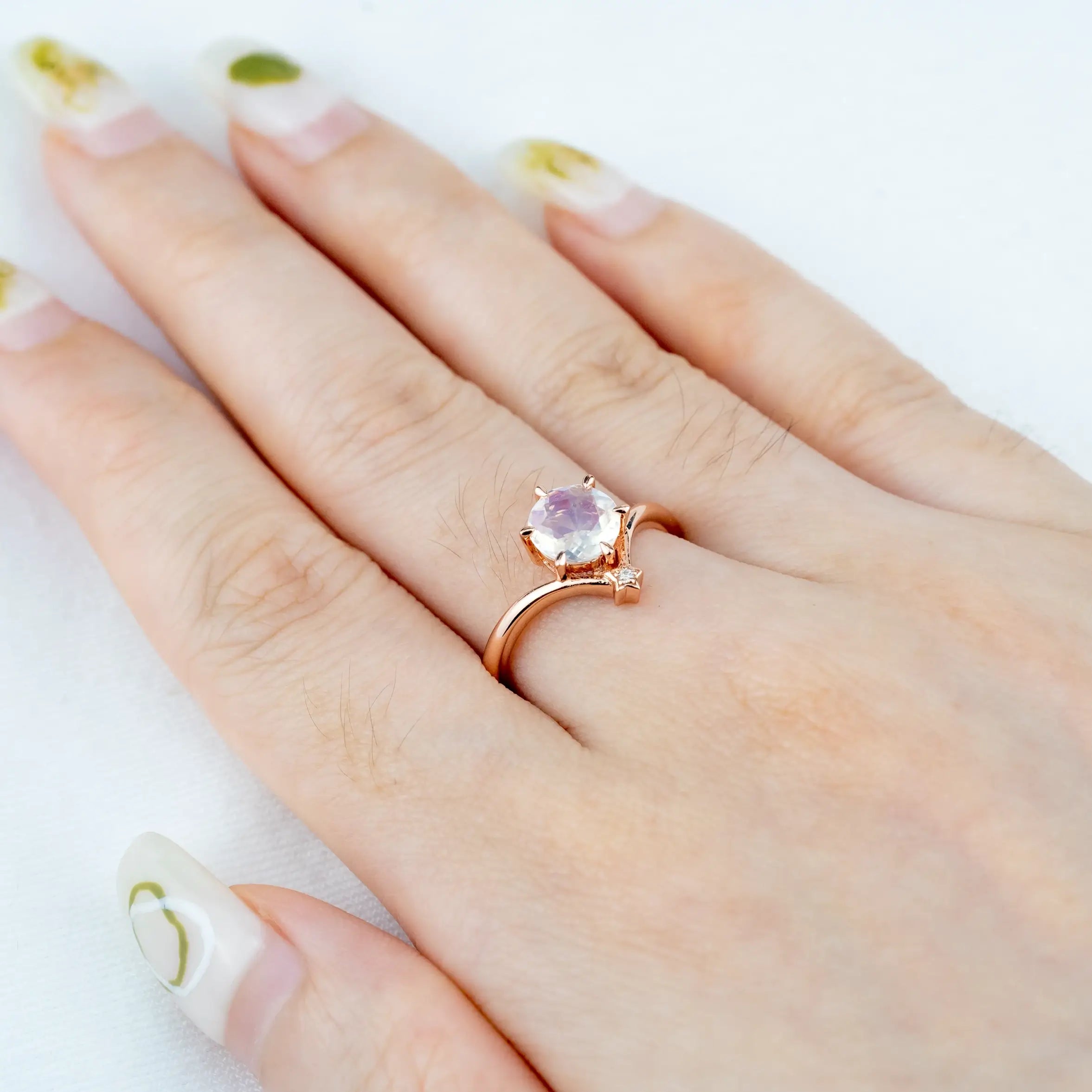 custom birthstone rings with moonstone ring minimalist band,engagement ring for women