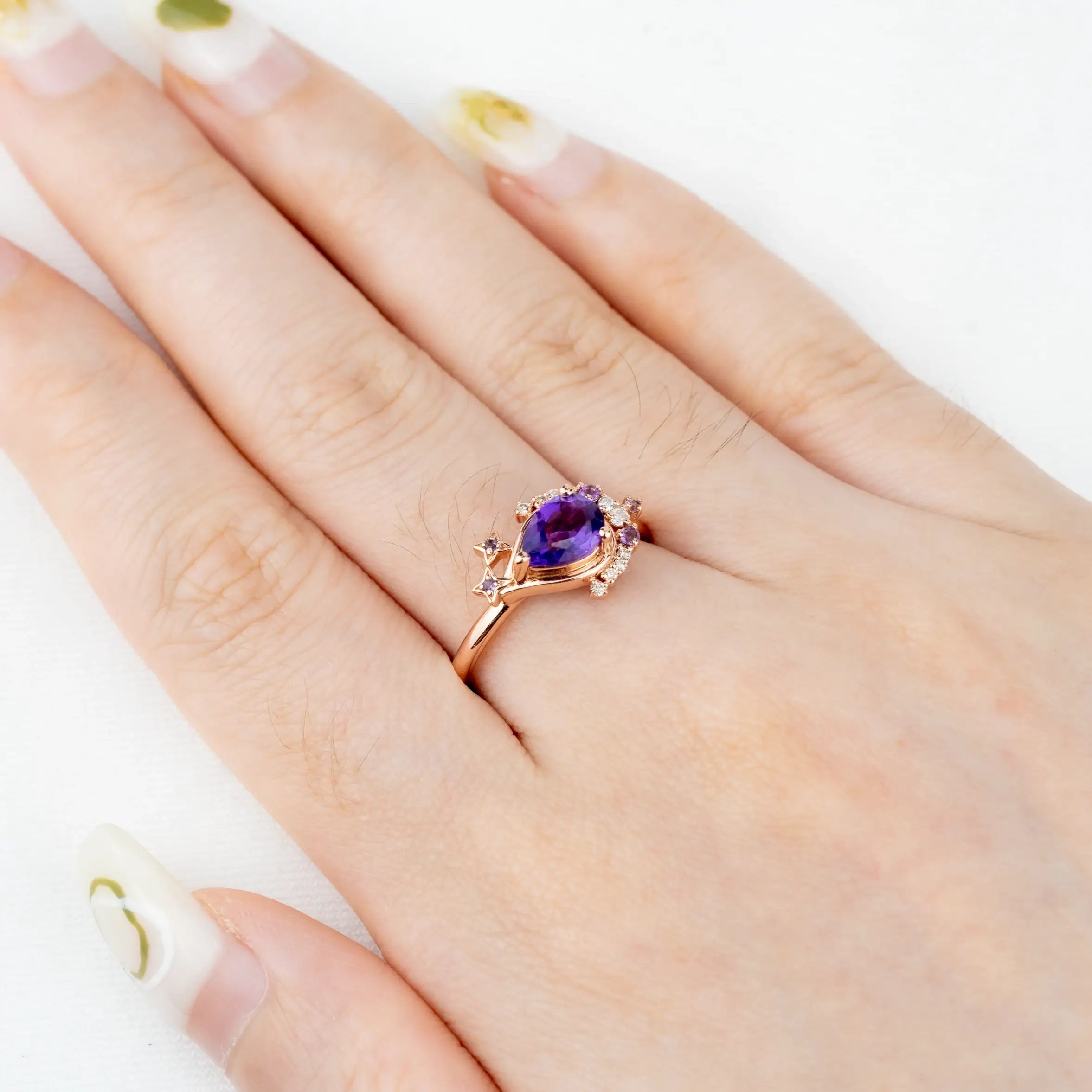 Selene - Art Rings Design Moon Style Amethyst Engagement Rings