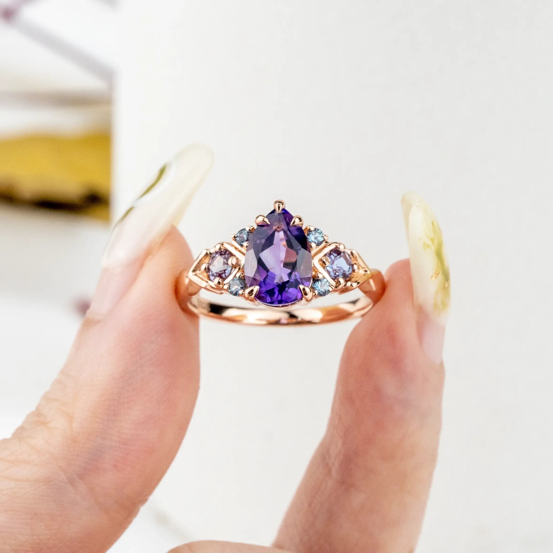 Royal - Amethyst Ring For Ladies Anniversary Ring Gold for ladies promise rings engagement wedding ring