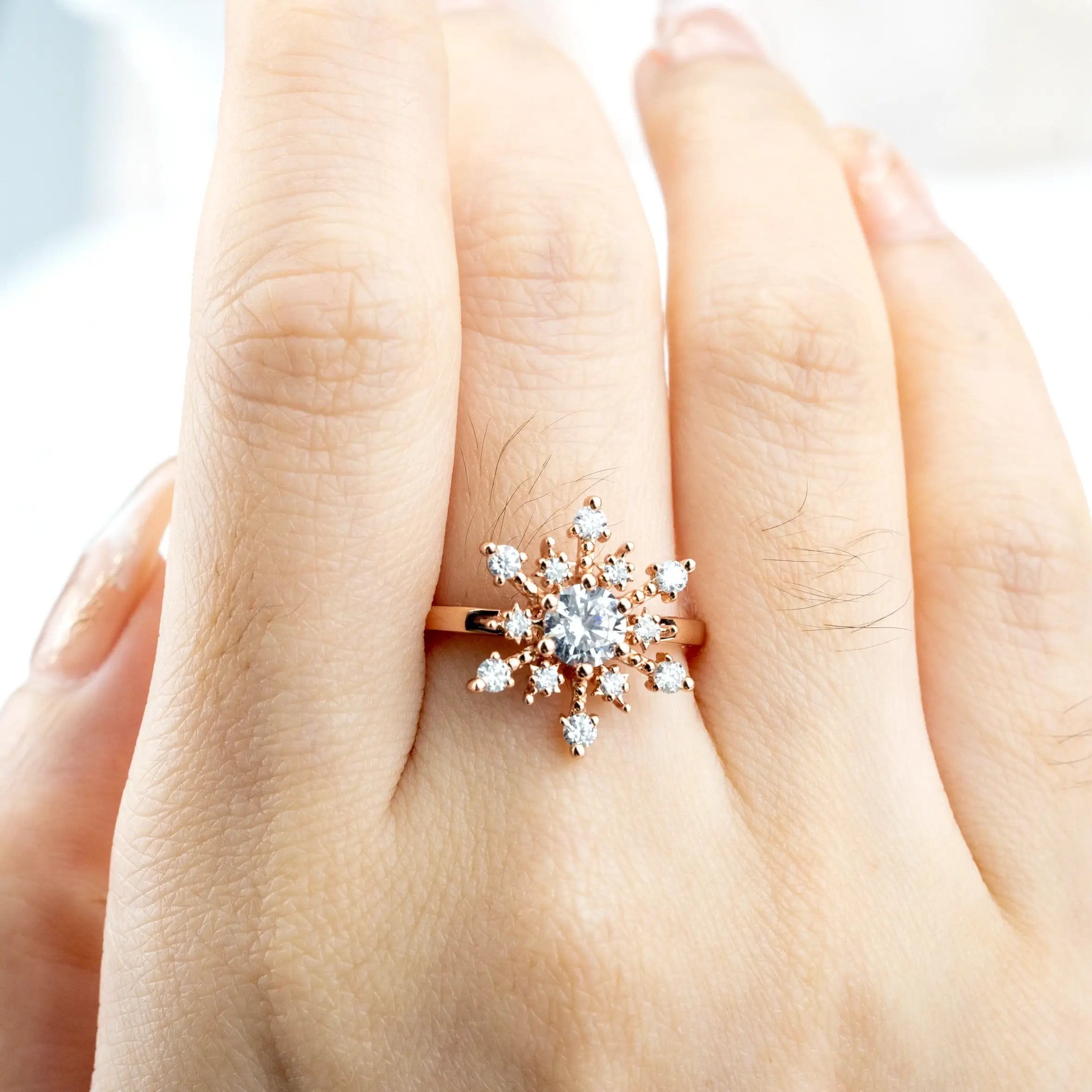 Custom Unique Engagement Ring Snowflake Ring Christmas Gifts for ladies