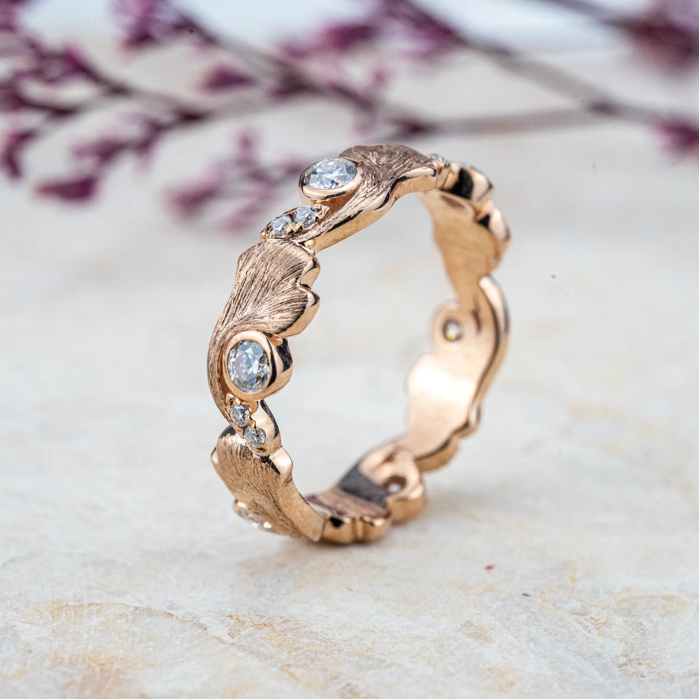 Ocean's Whisper Wedding Band Solid Rose Gold Ring promise ring anniversary rings