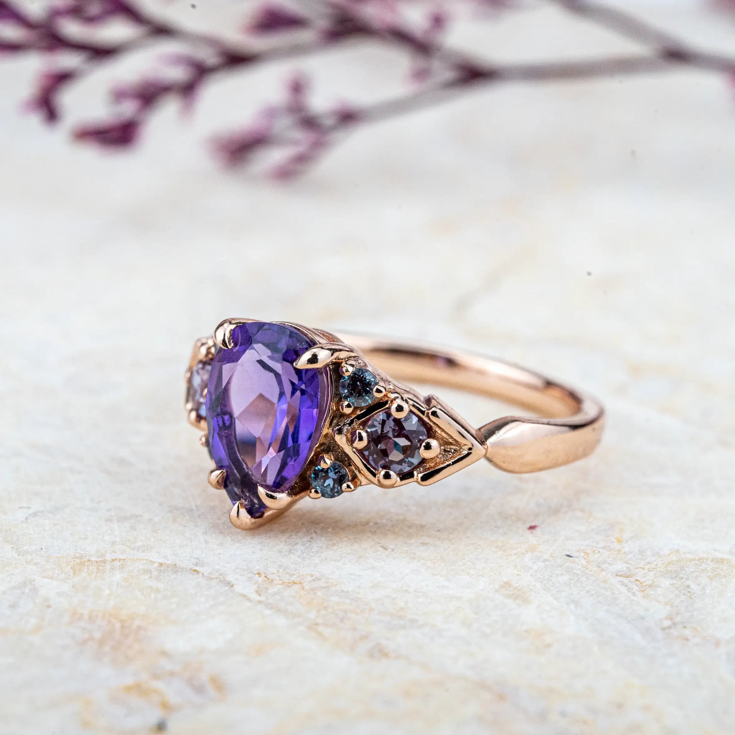 Royal - Amethyst Ring For Ladies Anniversary Ring Gold for ladies promise rings engagement