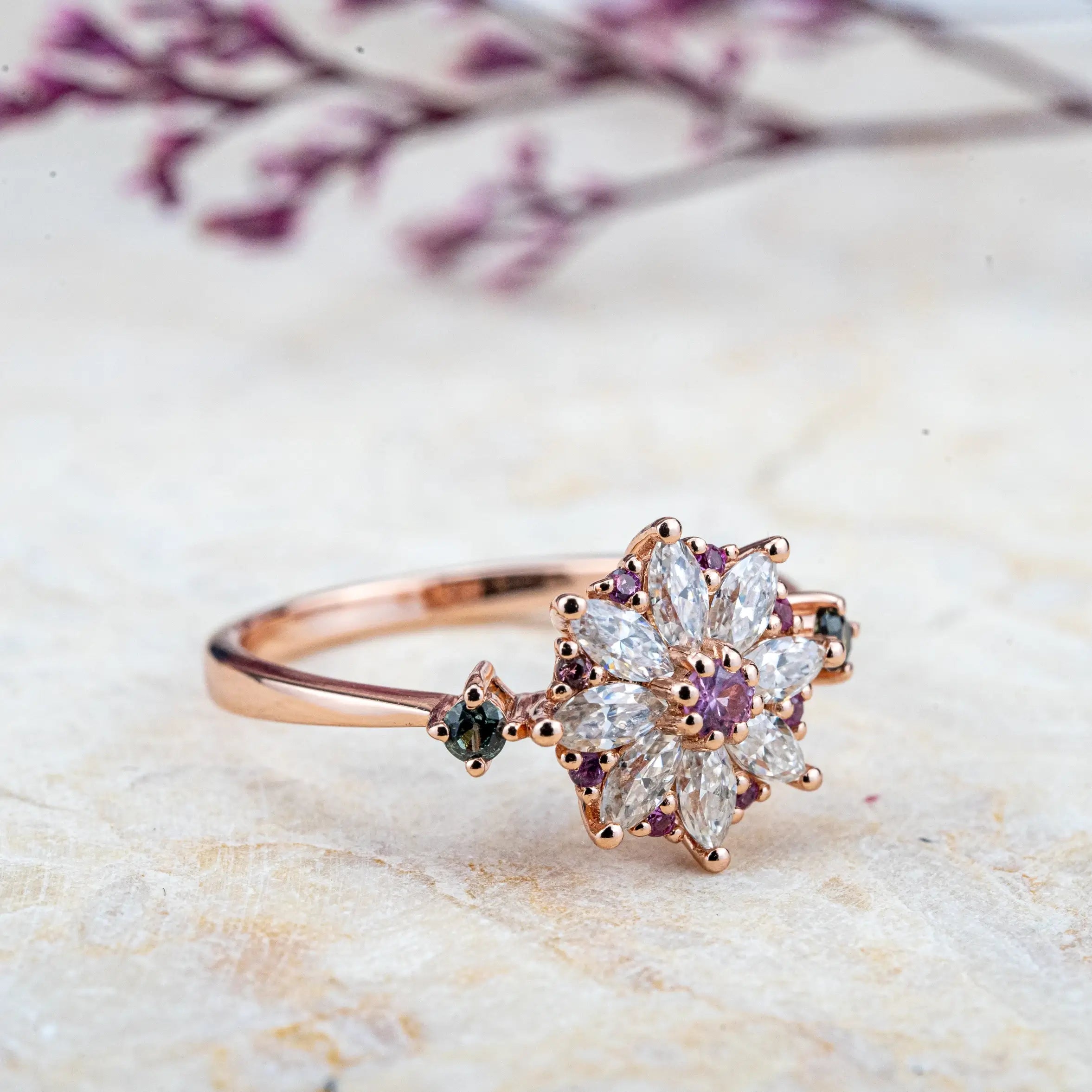 art design gold rings for ladies flower rings