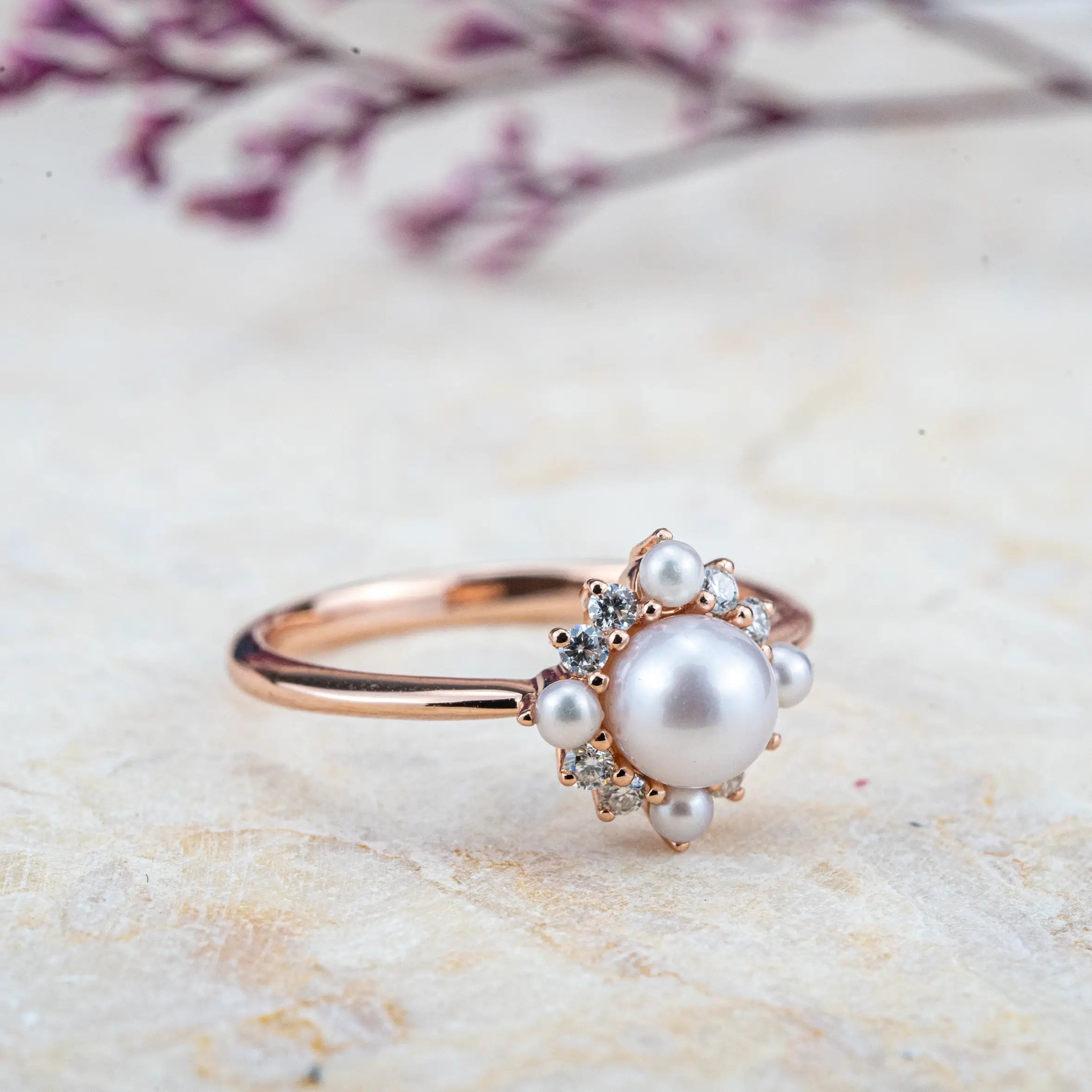 Elara - Akoya 5mm Pearl Rings Flower Ring