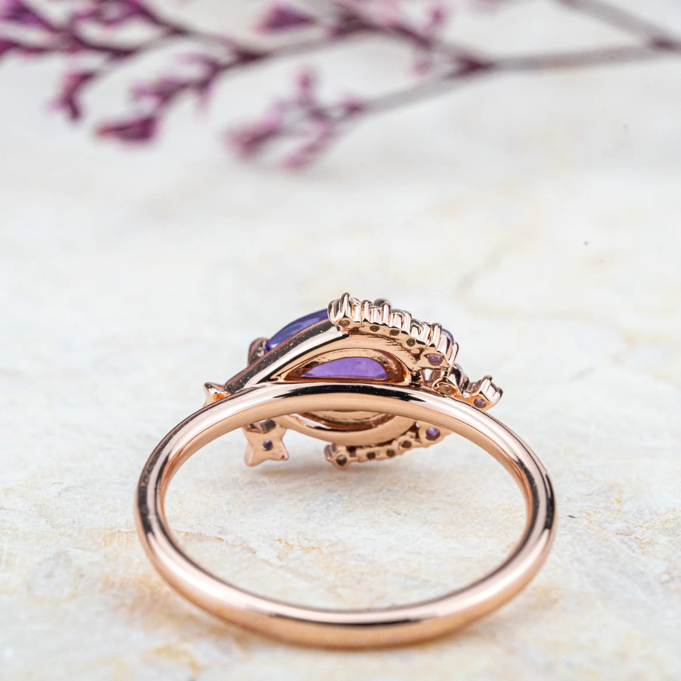 Selene - Art Rings Design Moon Style Amethyst Engagement Rings