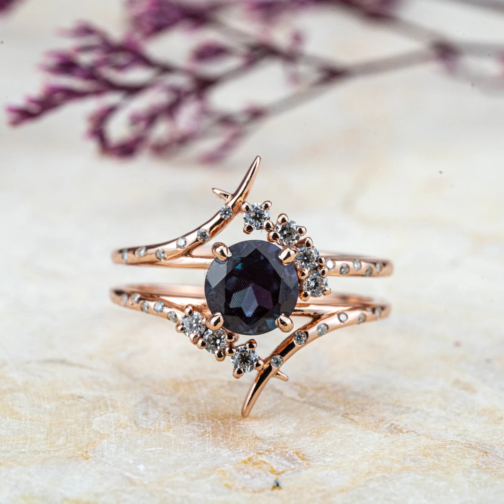 Interstellar Art Alexandrite Ring Unique Engagement Rings Custom