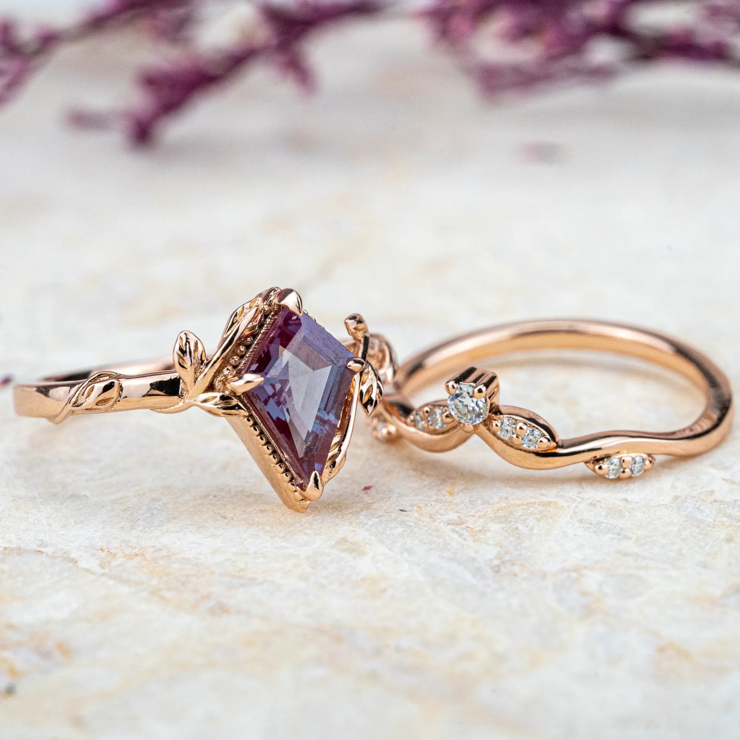 Seraphina - Bridal Set Kite Cut Alexander Ring Leaf Ring For Ladies