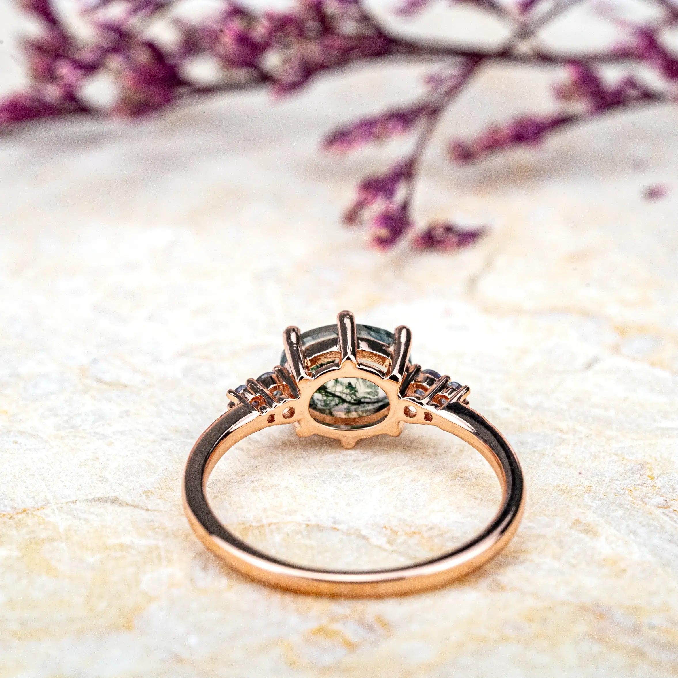 Verdoria - Spiritual Renewal Moss Agate Ring Taurus Engagement Ring