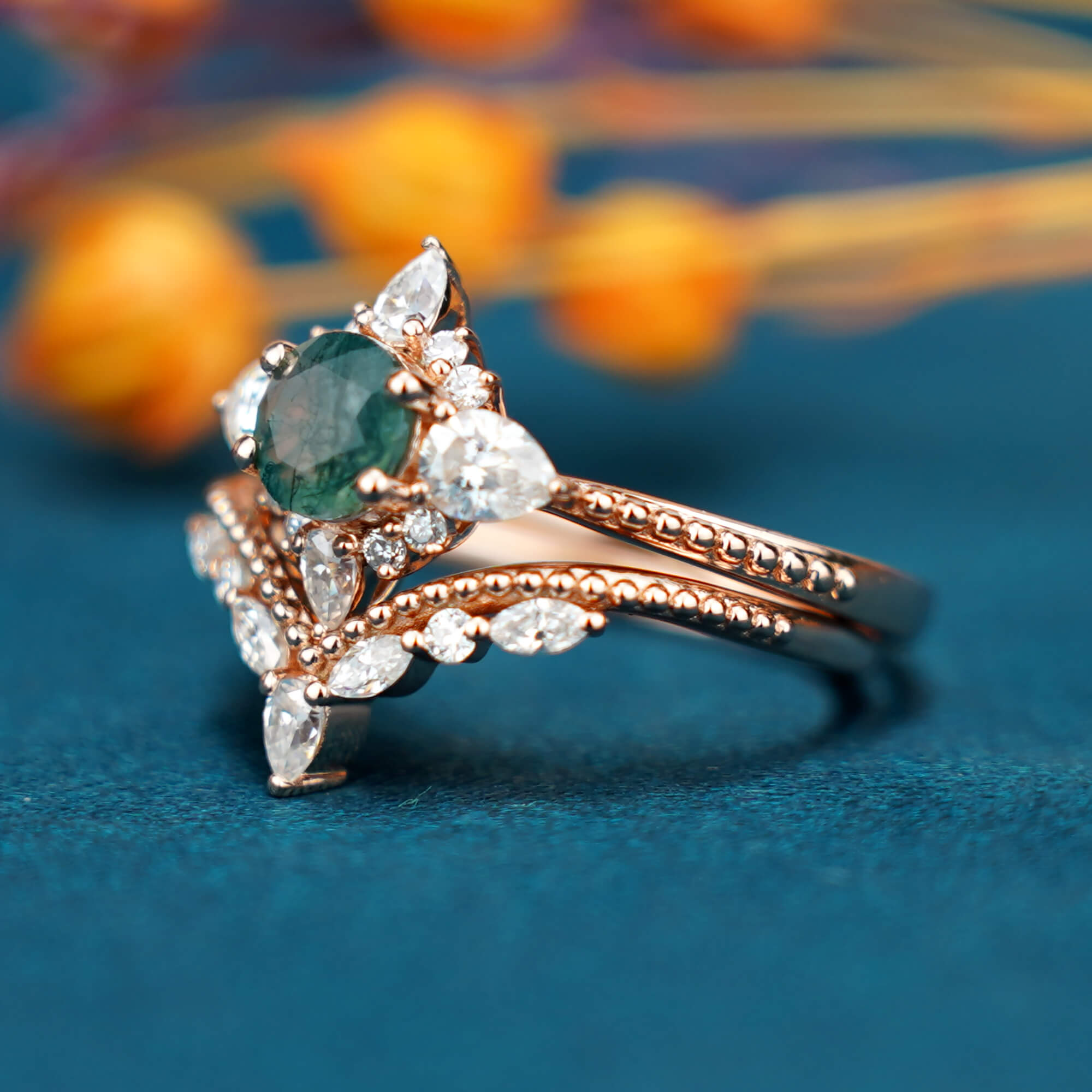 Solflora Achat Ring Set - Vintage Sonnenblumen inspiriert