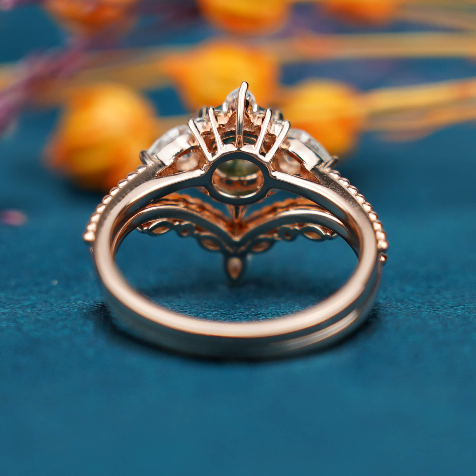 Solflora Achat Ring Set - Vintage Sonnenblumen inspiriert