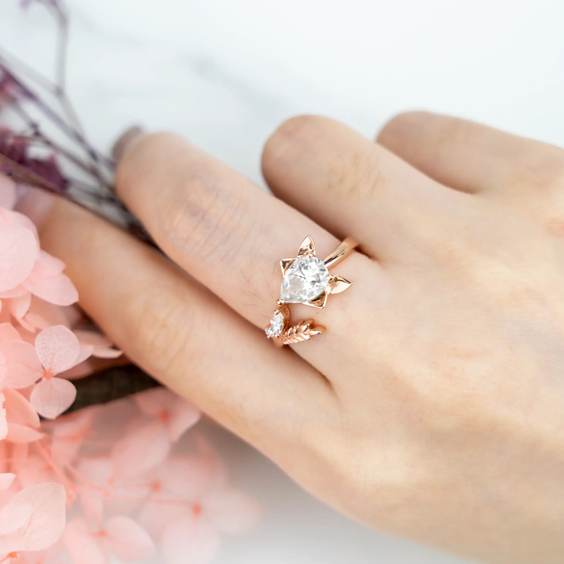 Custom gold ring Moissanite Ring Unique Creative Style Custom Fox Engagement Ring Animal Rings anniversary ring for ladies