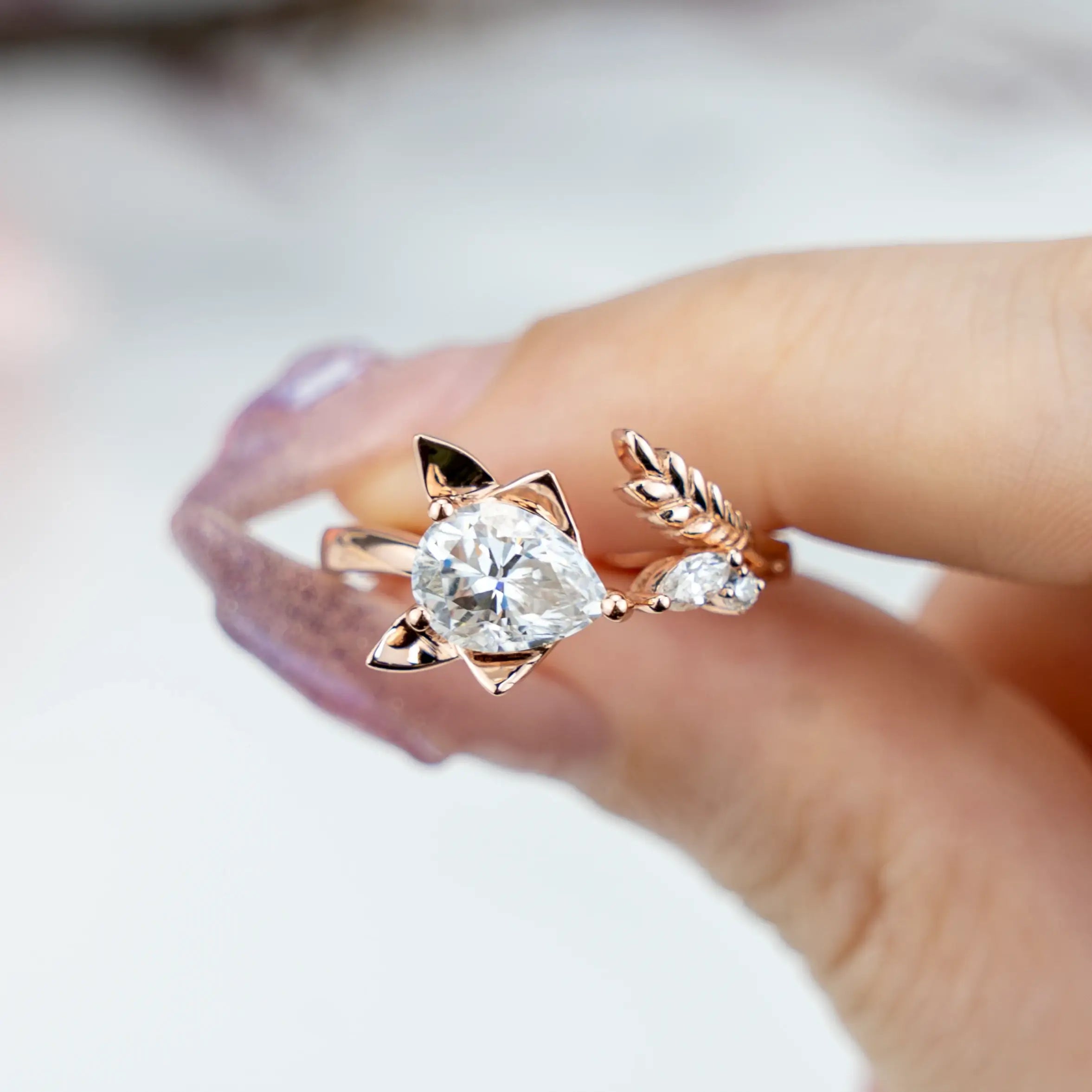 Custom gold ring Moissanite Ring Unique Creative Style Custom Fox Engagement Ring Animal Rings anniversary ring for ladies