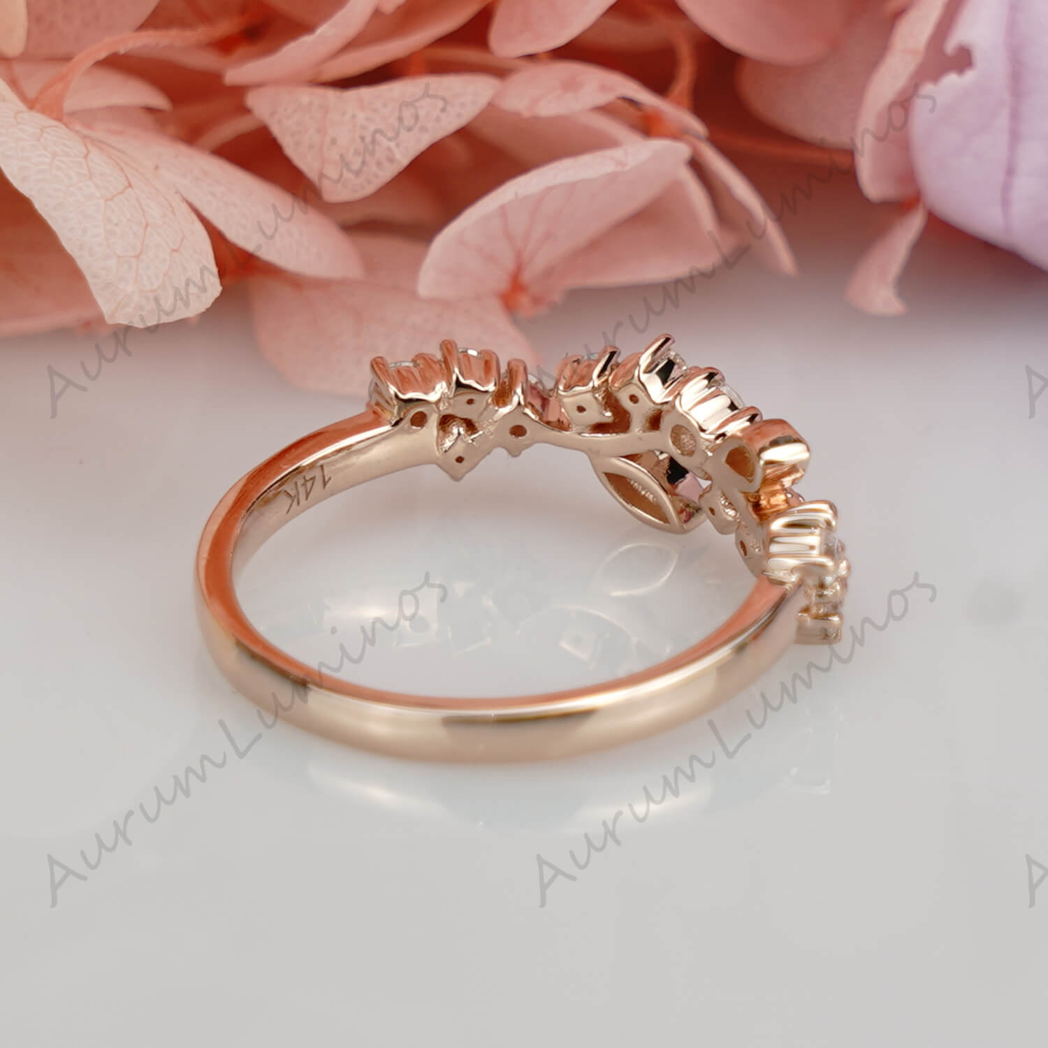 Unique Leaf Moissanite Wedding Ring Women Dainty Rings