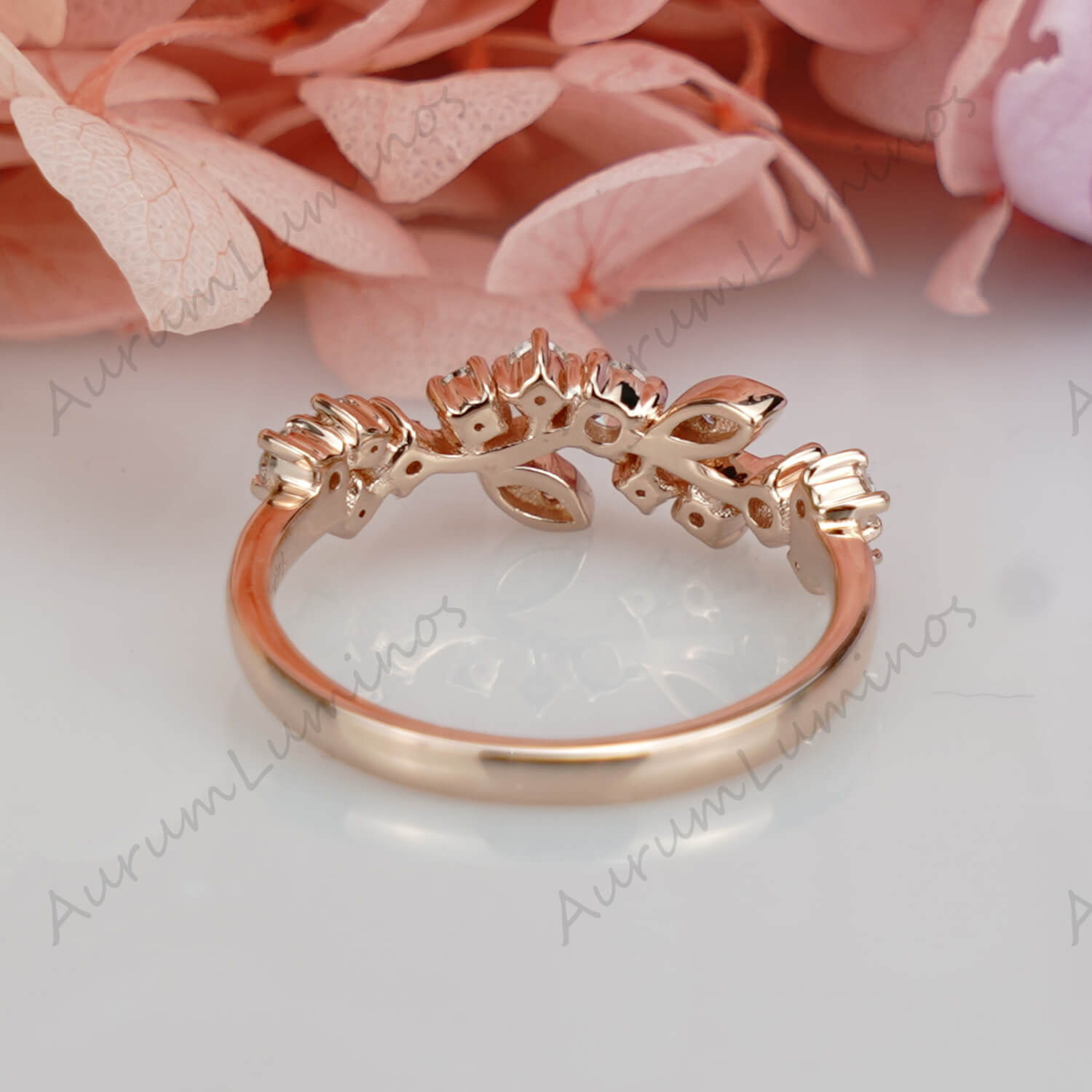 Unique Leaf Moissanite Wedding Ring Women Dainty Rings
