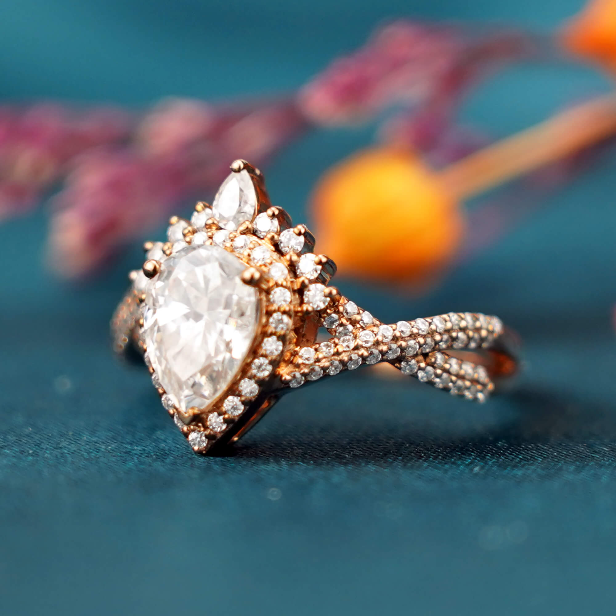 Eternal Moissanite Ring Vintage Stacking Engagement Ring