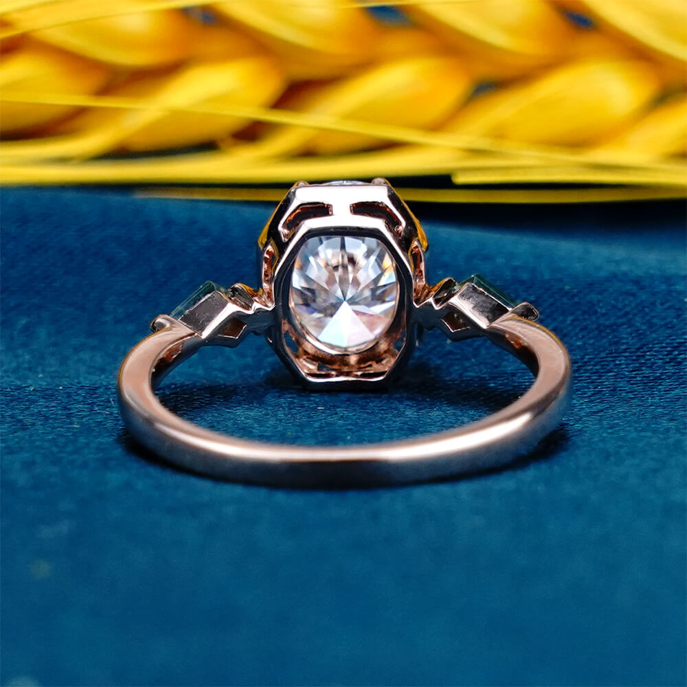 Enchanting Celestia Moissanite Ring Oval Cut Bezel Set Ring