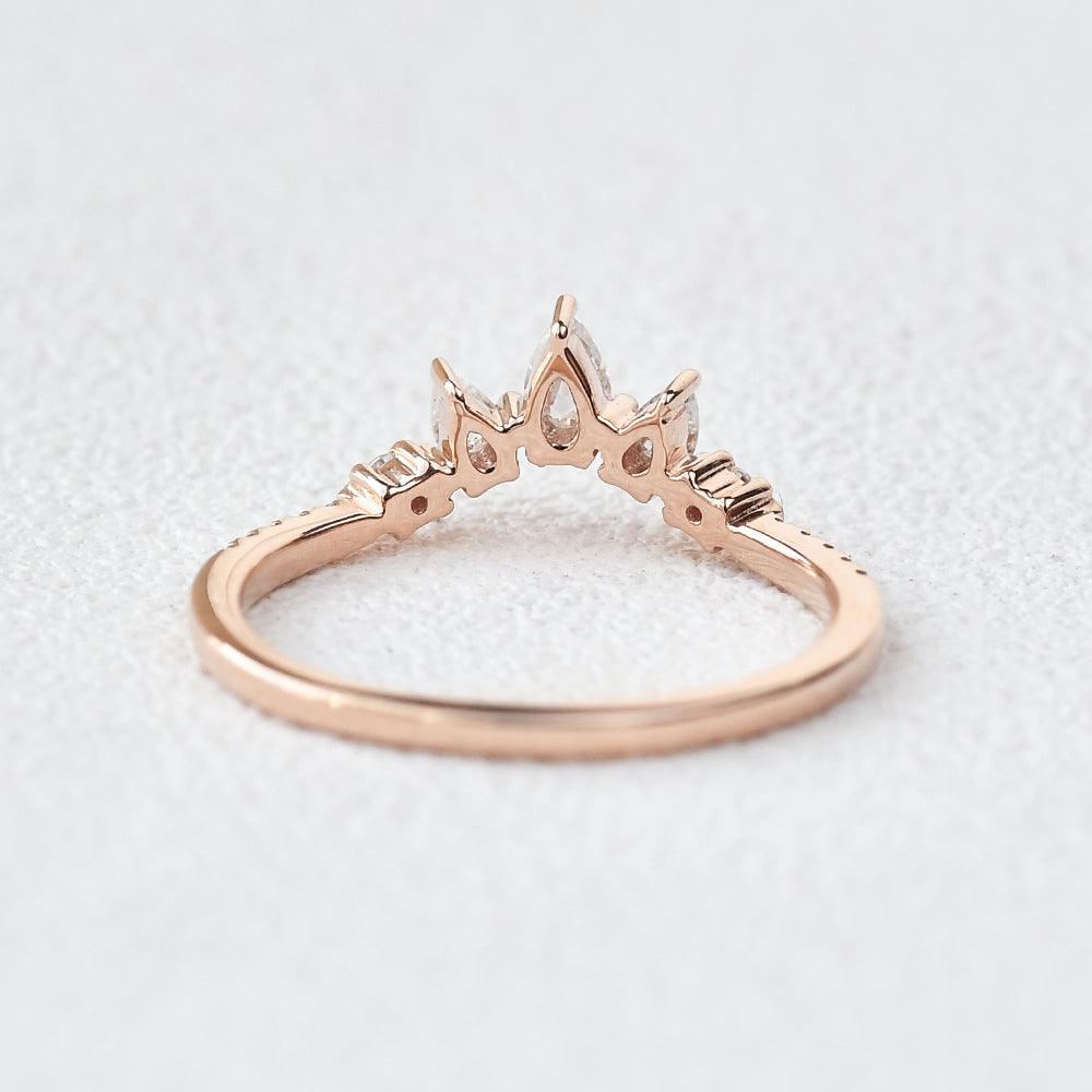 Pear Shaped Curved Moissanite Wedding Band