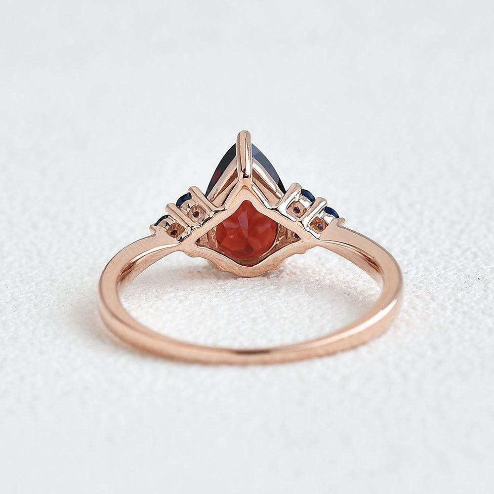 January Birthstone Pear Garnet Rings Minimalist