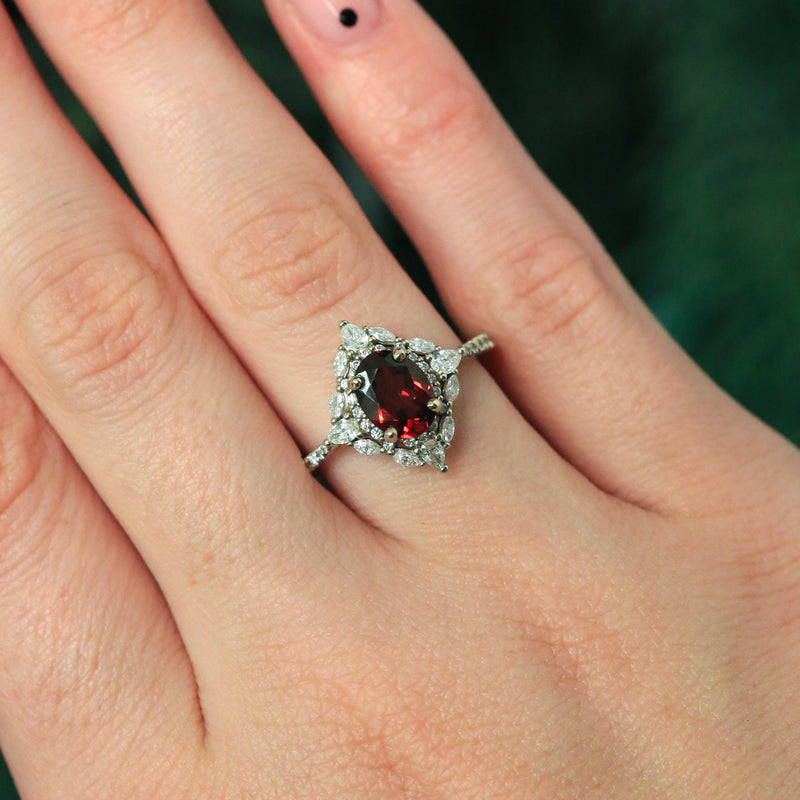 marries rings Eternal Flame- OVAL GARNET ENGAGEMENT RING,anniversary rings for wife, promise rings,unique ring custom