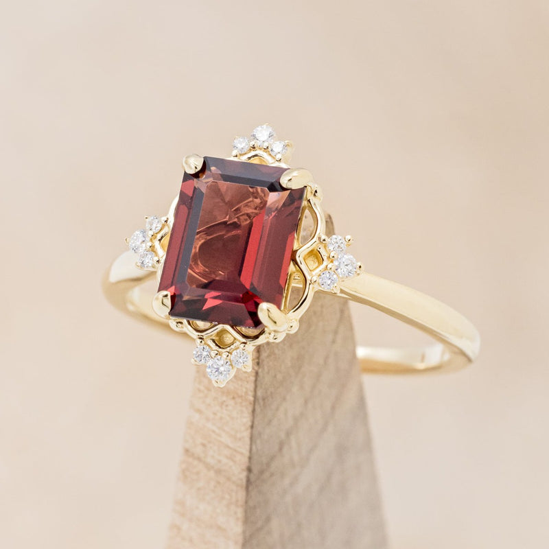 Custom Emerald Cut Mozambique Garnet Engagement Rings - Elysian Glow ,rose gold ring , custom promise rings, anniversary rings