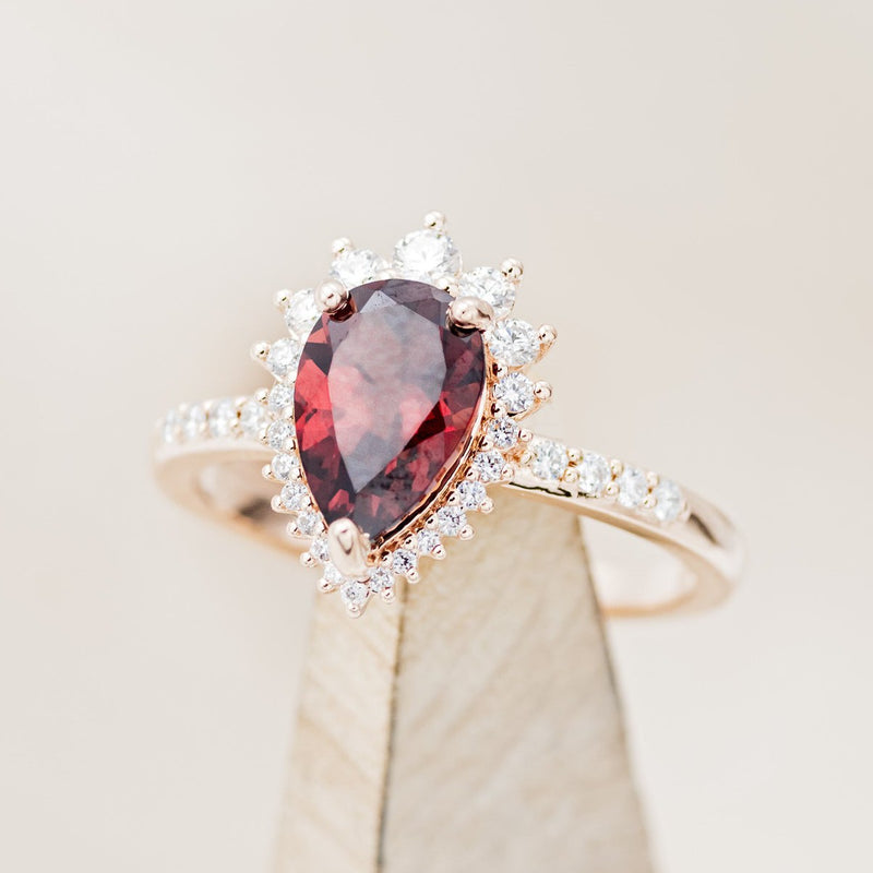 Celestial Tear - Pear Cut Garnet Engagement Rings Custom Gold Ring for women,anniversary rings ,wedding ring,promise rings