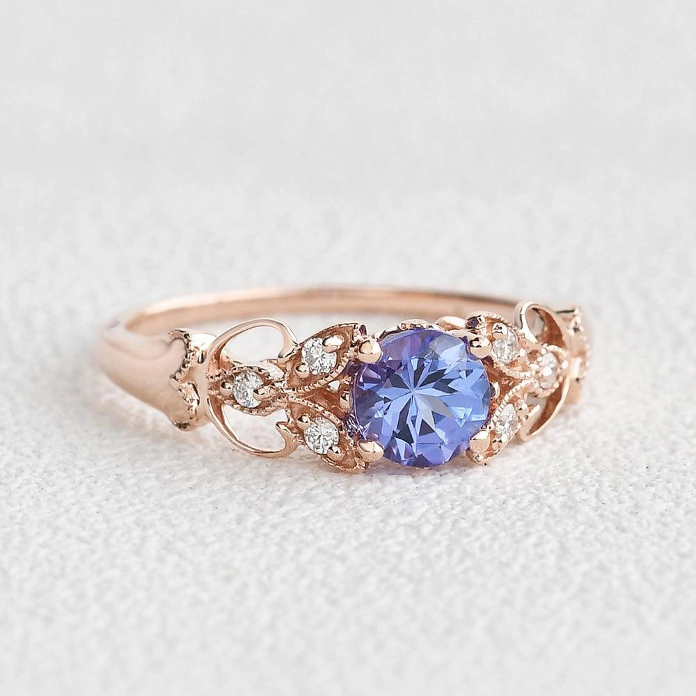 Enchanted Twilight Tanzanite Rings Flower Engagement Ring