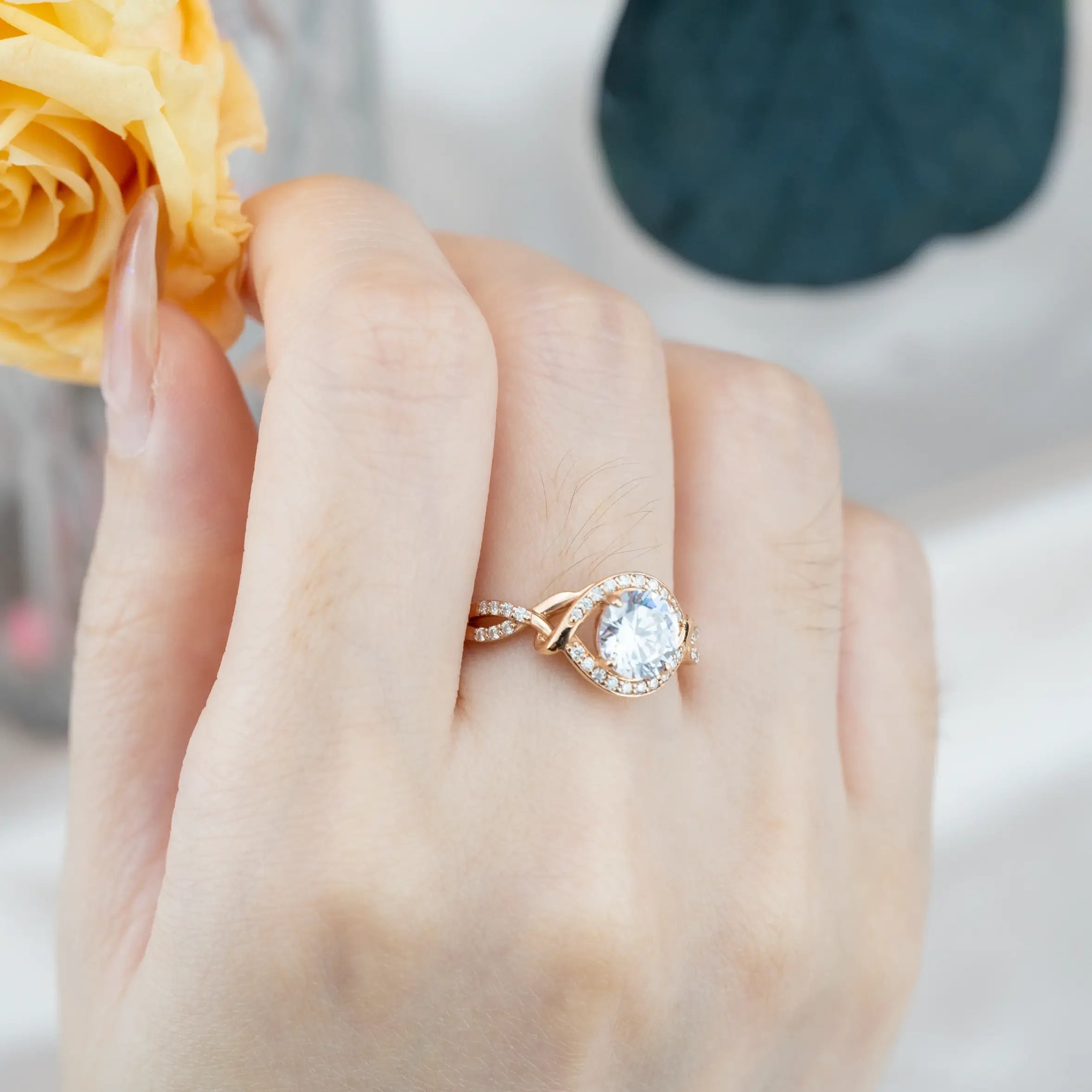 Visionaire Moissanite Ring – Unique 14K Gold Engagement Promise Rings for ladies anniversary ring