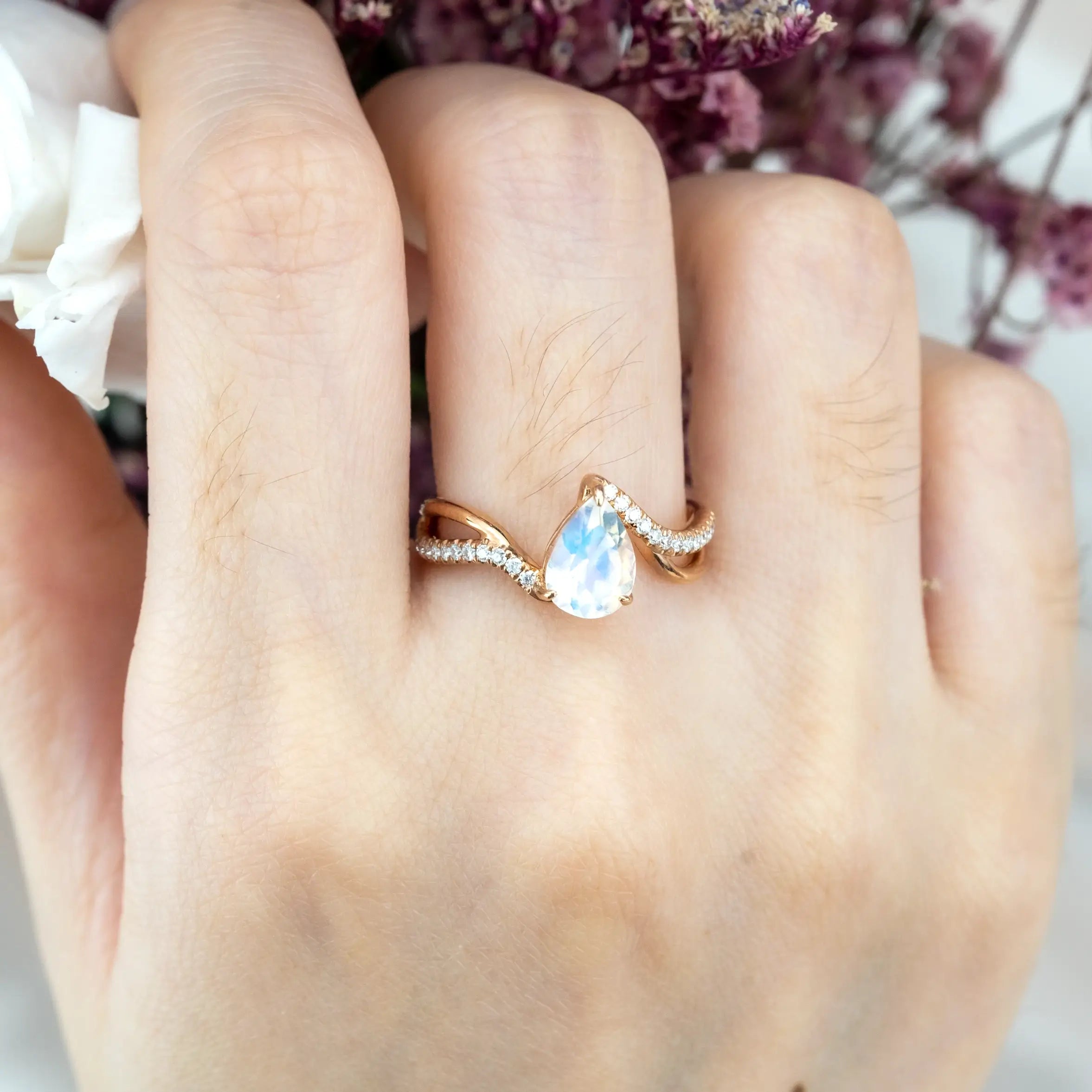 LuminaGem Ring Natural Moonstone Gold Ring Custom Promise Engagement Rings Gift For Women Anniversary Jewelry