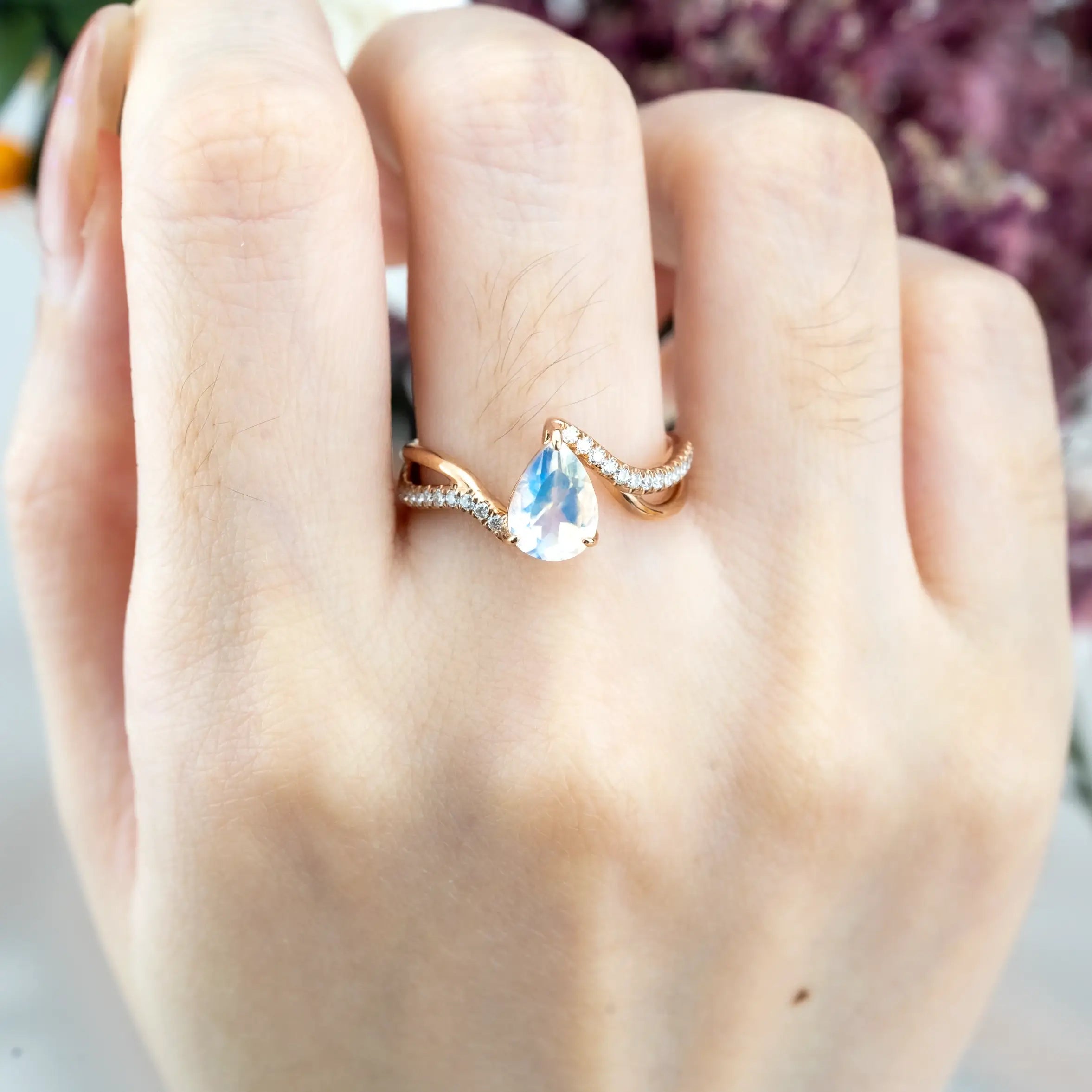 LuminaGem Ring Natural Moonstone Gold Ring Custom Promise Engagement Rings Gift For Women Anniversary Jewelry