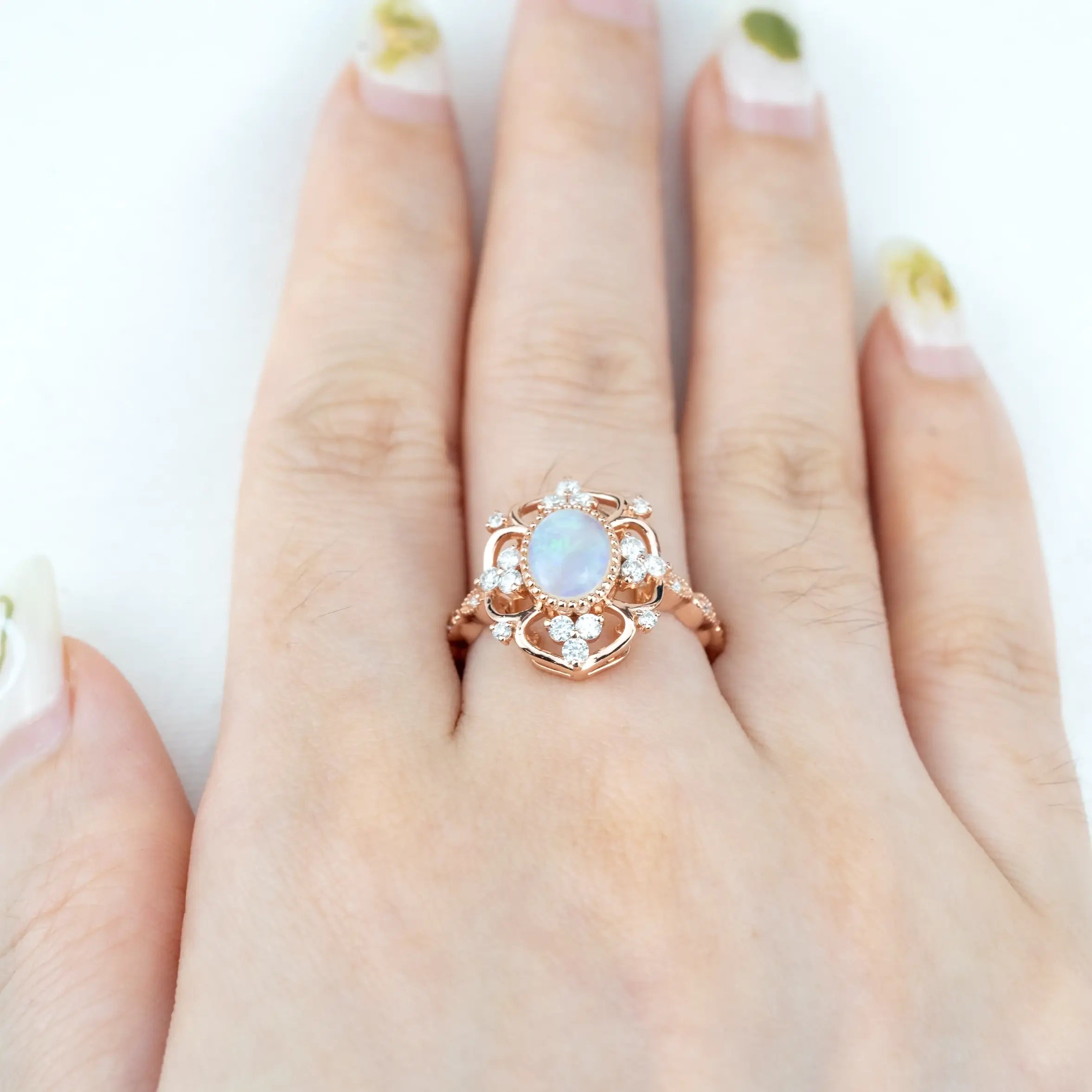 Ophelia - Luxurious Unique Vintage Rings Opal Engagement Ring Flora Ring