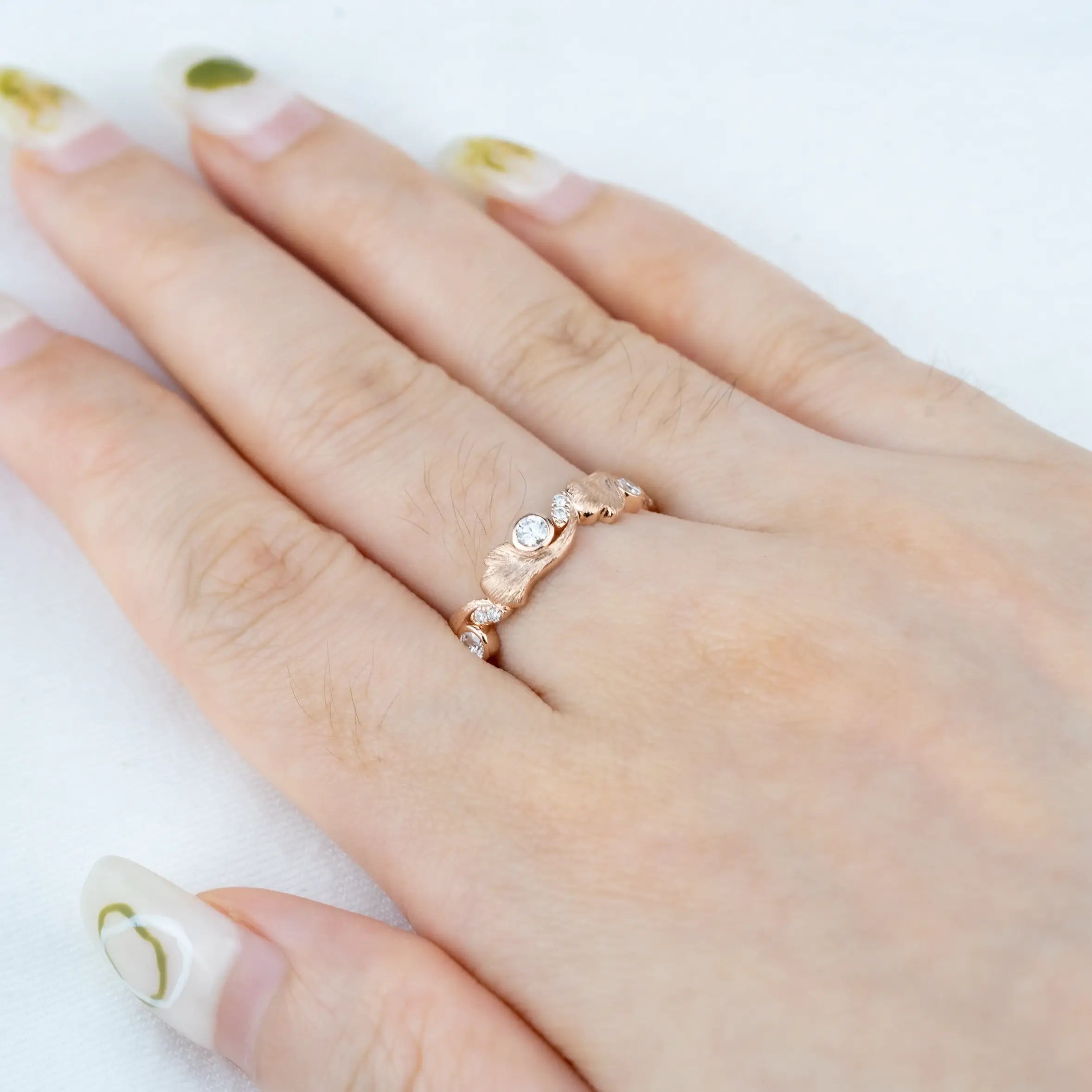 Ocean's Whisper Wedding Band Solid Rose Gold Ring