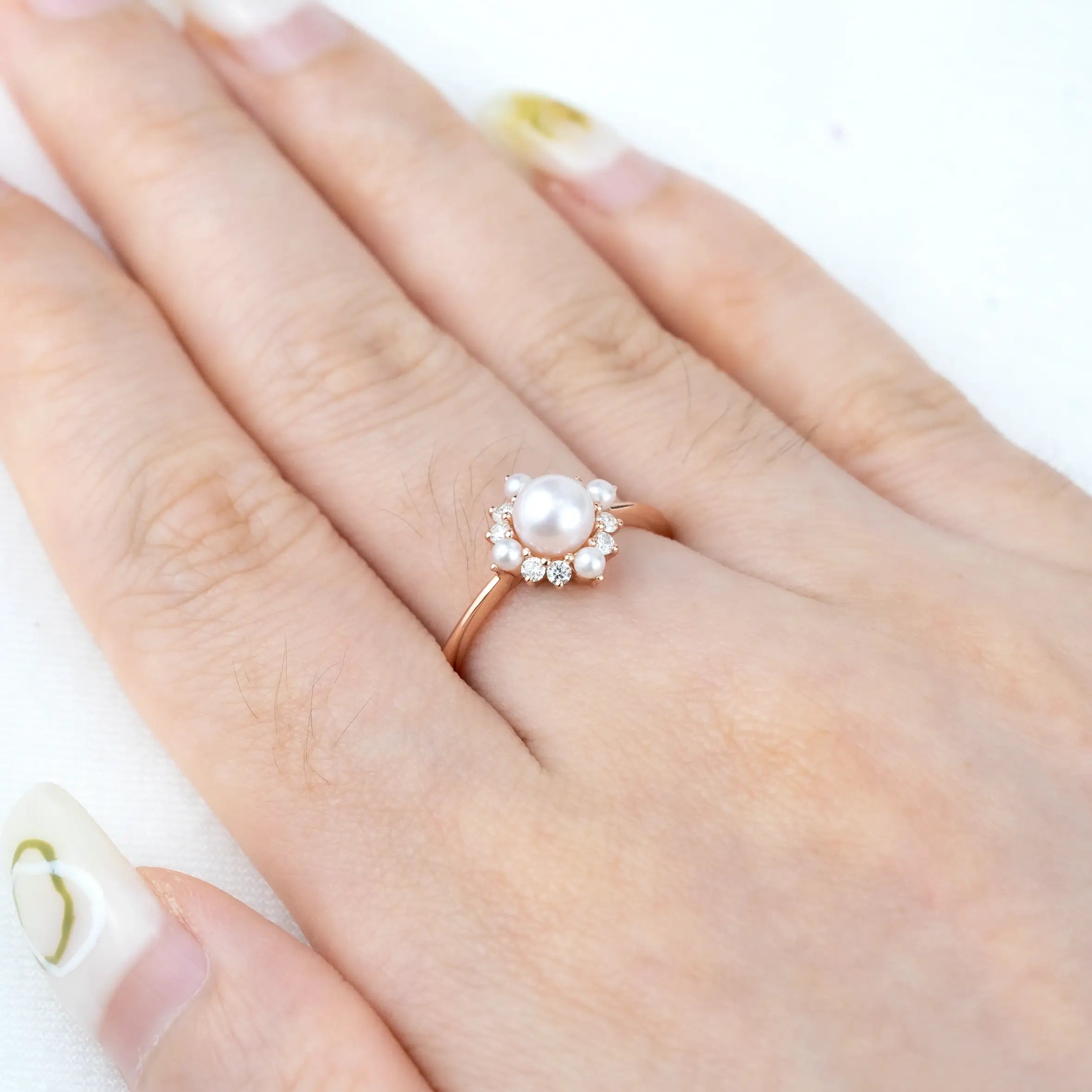 Elara - Akoya 5mm Pearl Rings Flower Ring