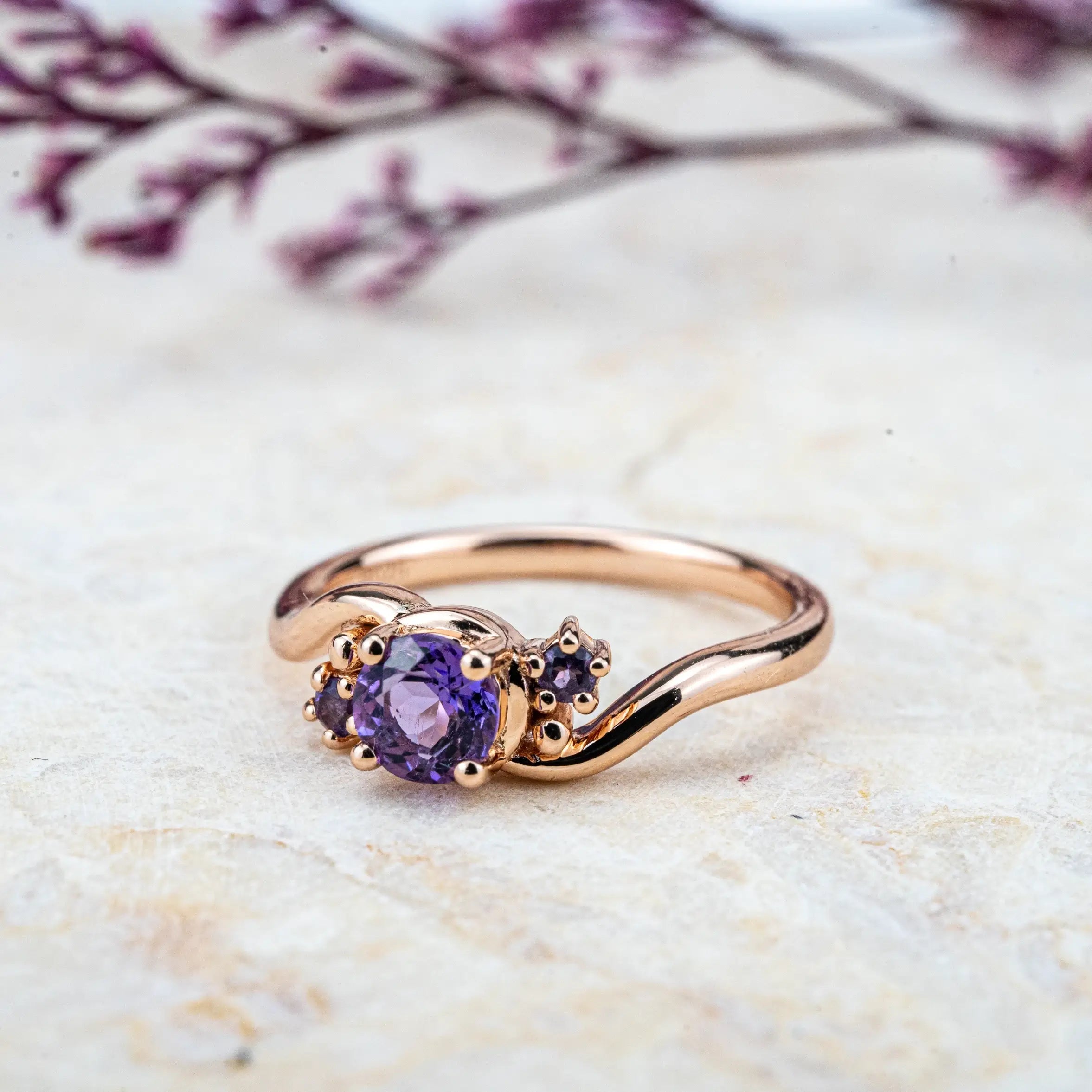 purple gem amethyst rings